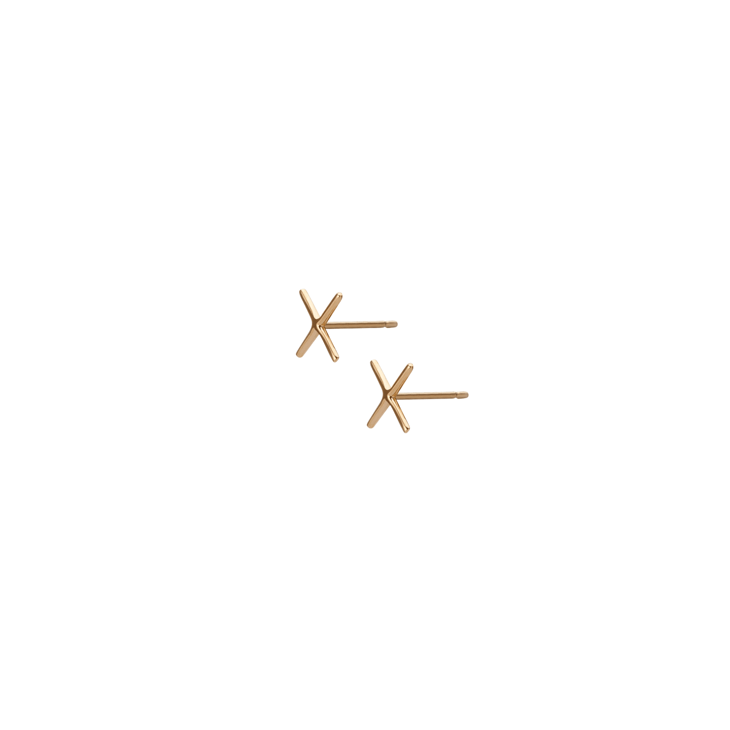 X Earring Yellow Gold Vermeil 14k Yellow Gold 18k Yellow Gold Half Side   Pair | Single |