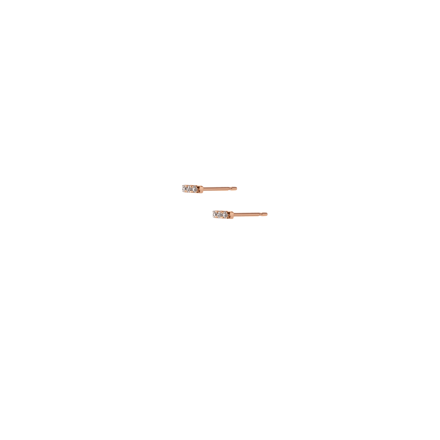 Mini Black Diamond Bar Earring Rose Gold Vermeil 14k Rose Gold 18k Rose Gold White Diamonds Pair | Single |