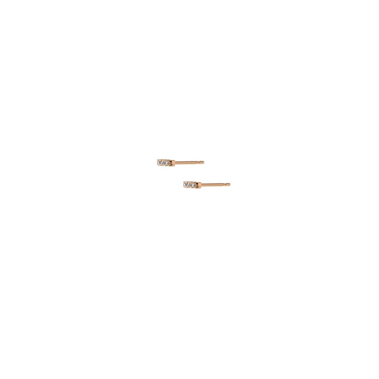 Mini Black Diamond Bar Earring Yellow Gold Vermeil 14k Yellow Gold 18k Yellow Gold White Diamonds Half Side   Pair | Single |