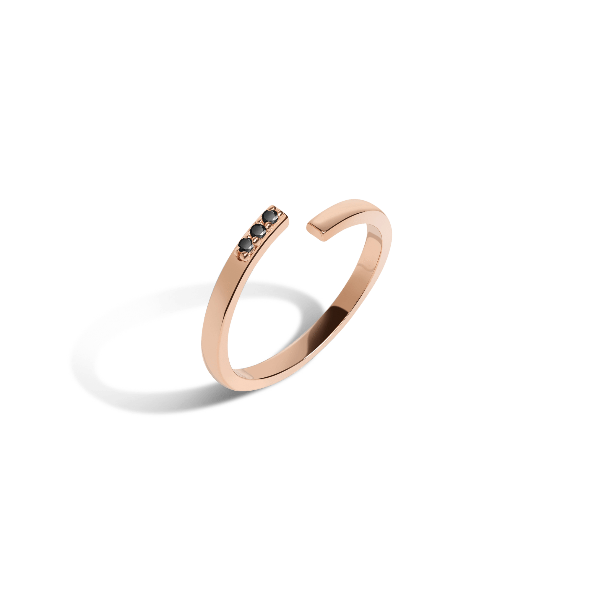Mini Wraparound Ring  Rose Gold Vermeil 14k Rose Gold 18k Rose Gold Black Diamonds Half Side   Front First