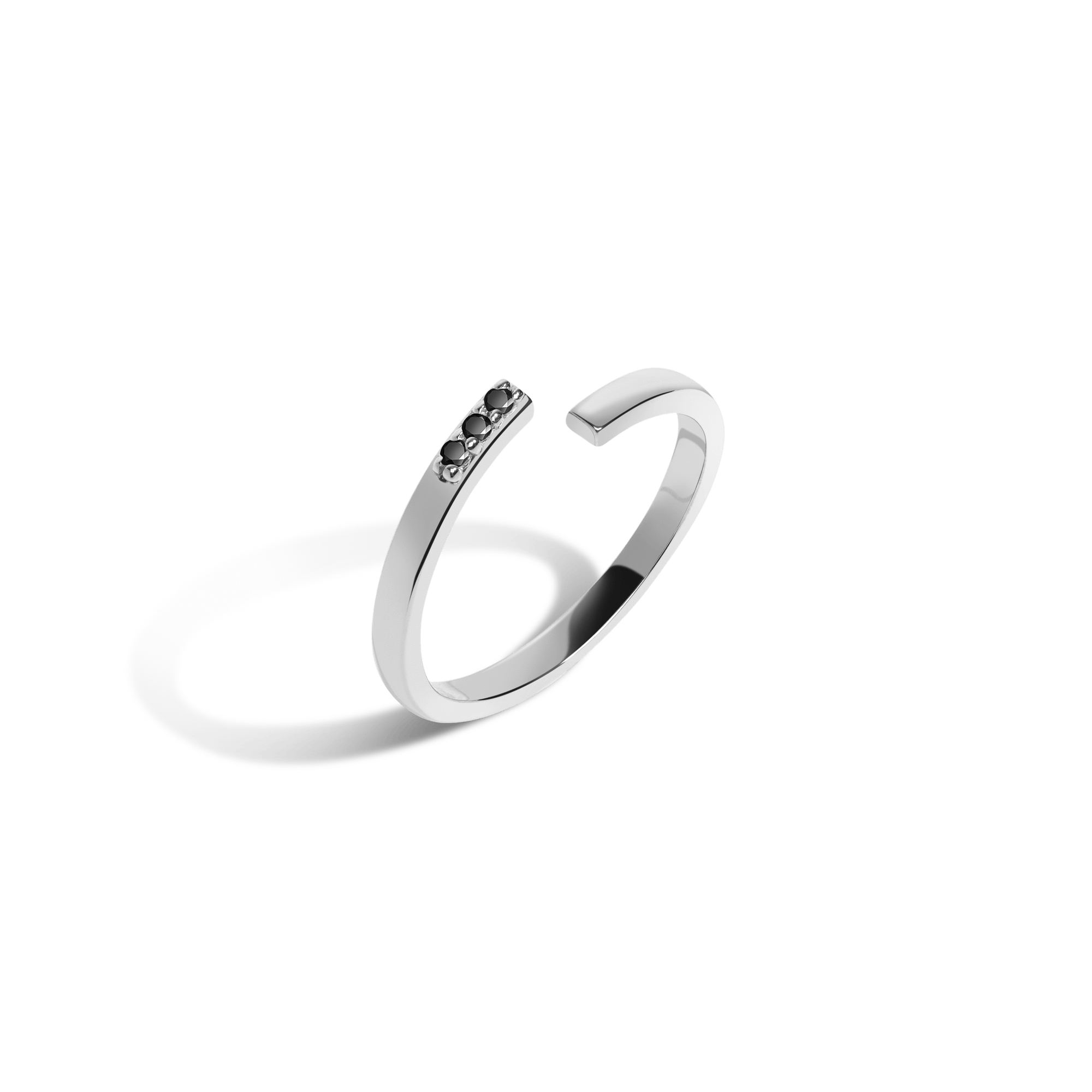 Mini Wraparound Ring  Sterling Silver White Gold Vermeil 14k White Gold 18k White Gold Black Diamonds Half Side  First