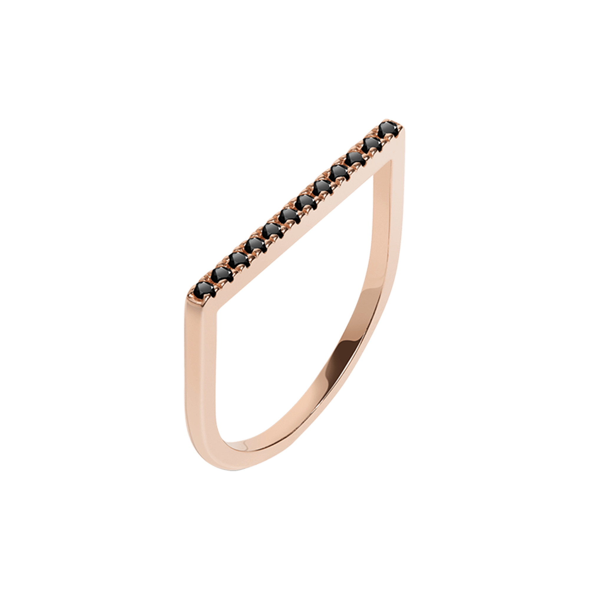 Diamond Bar Square Ring  Rose Gold Vermeil 14k Rose Gold 18k Rose Gold Black Diamonds