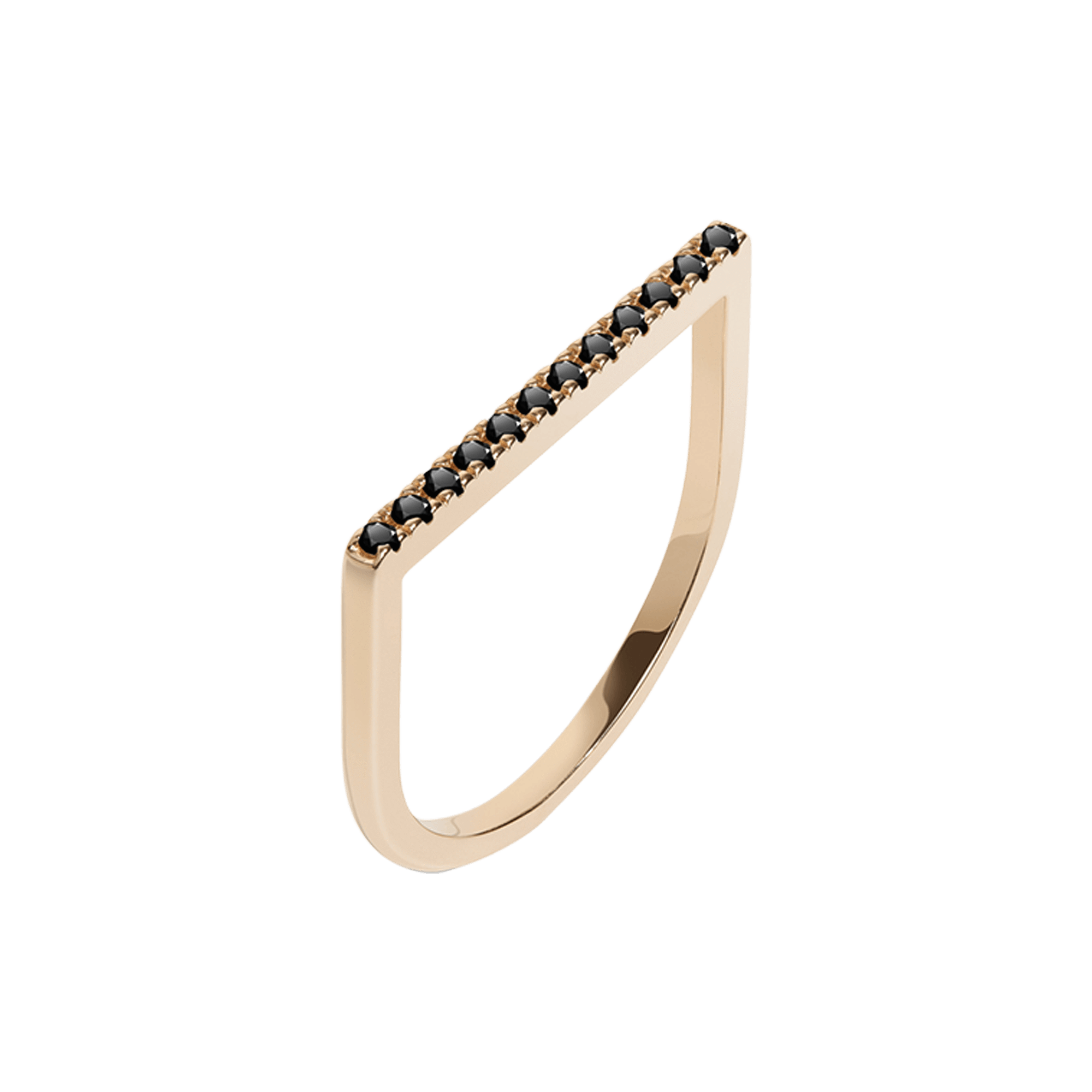 Diamond Bar Square Ring  Yellow Gold Vermeil 14k Yellow Gold 18k Yellow Gold Black Diamonds