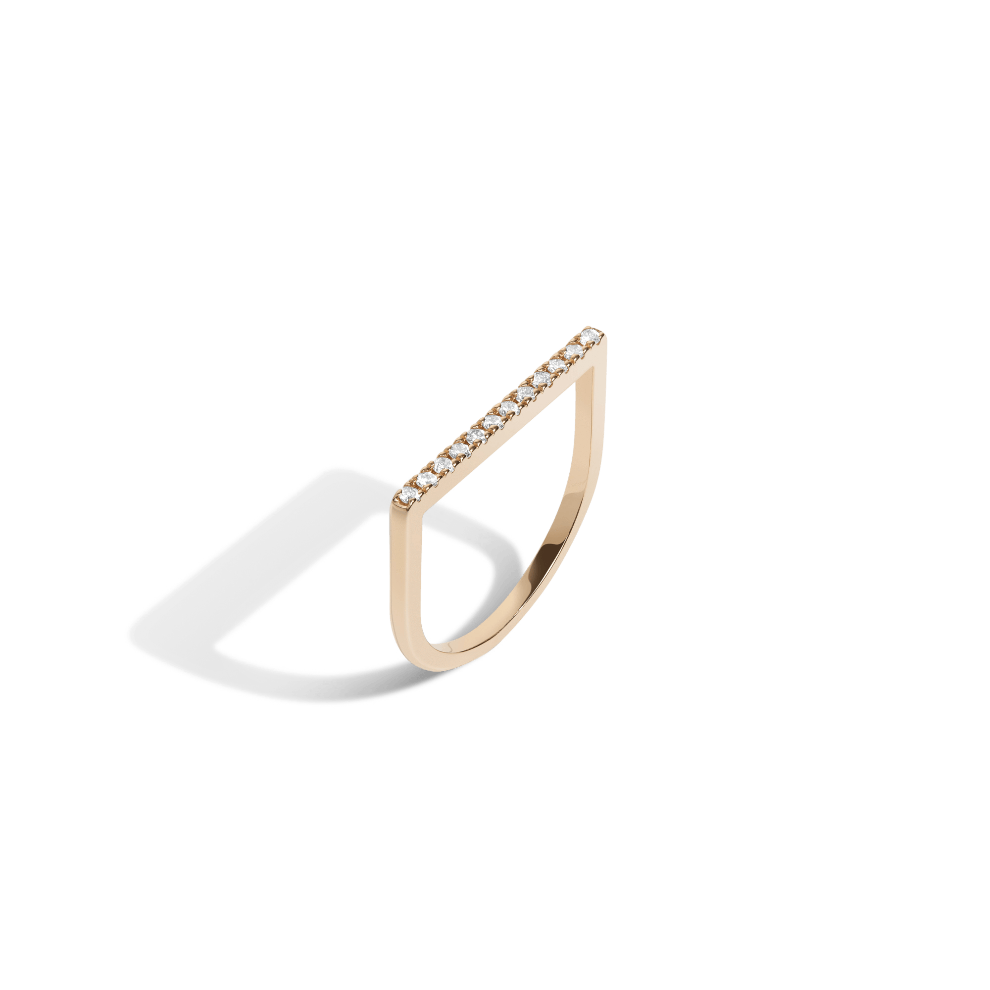 Diamond Bar Square Ring  Yellow Gold Vermeil 14k Yellow Gold 18k Yellow Gold White Diamonds Half Side