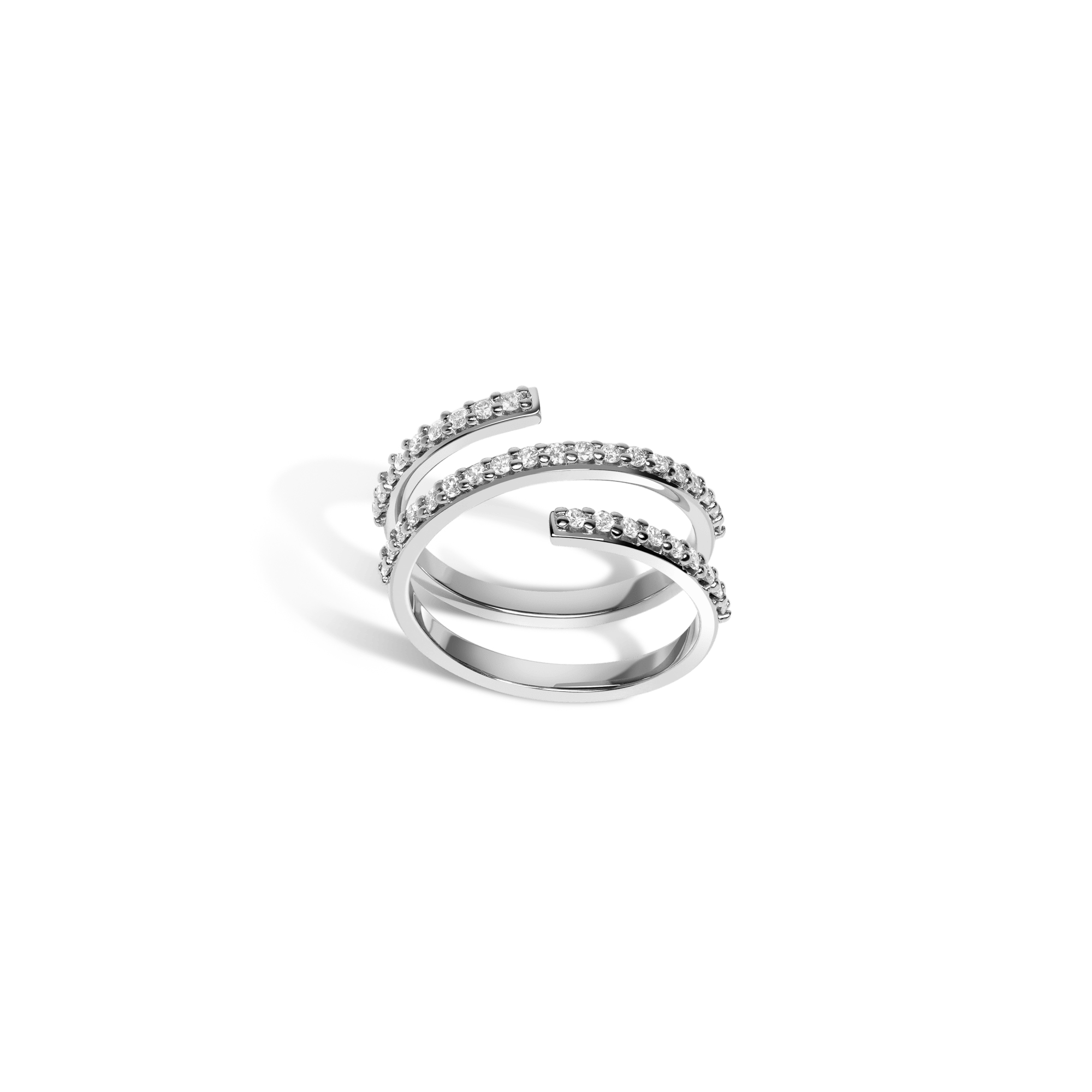 Wraparound Ring  Sterling Silver White Gold Vermeil 14k White Gold 18k White Gold White Diamonds