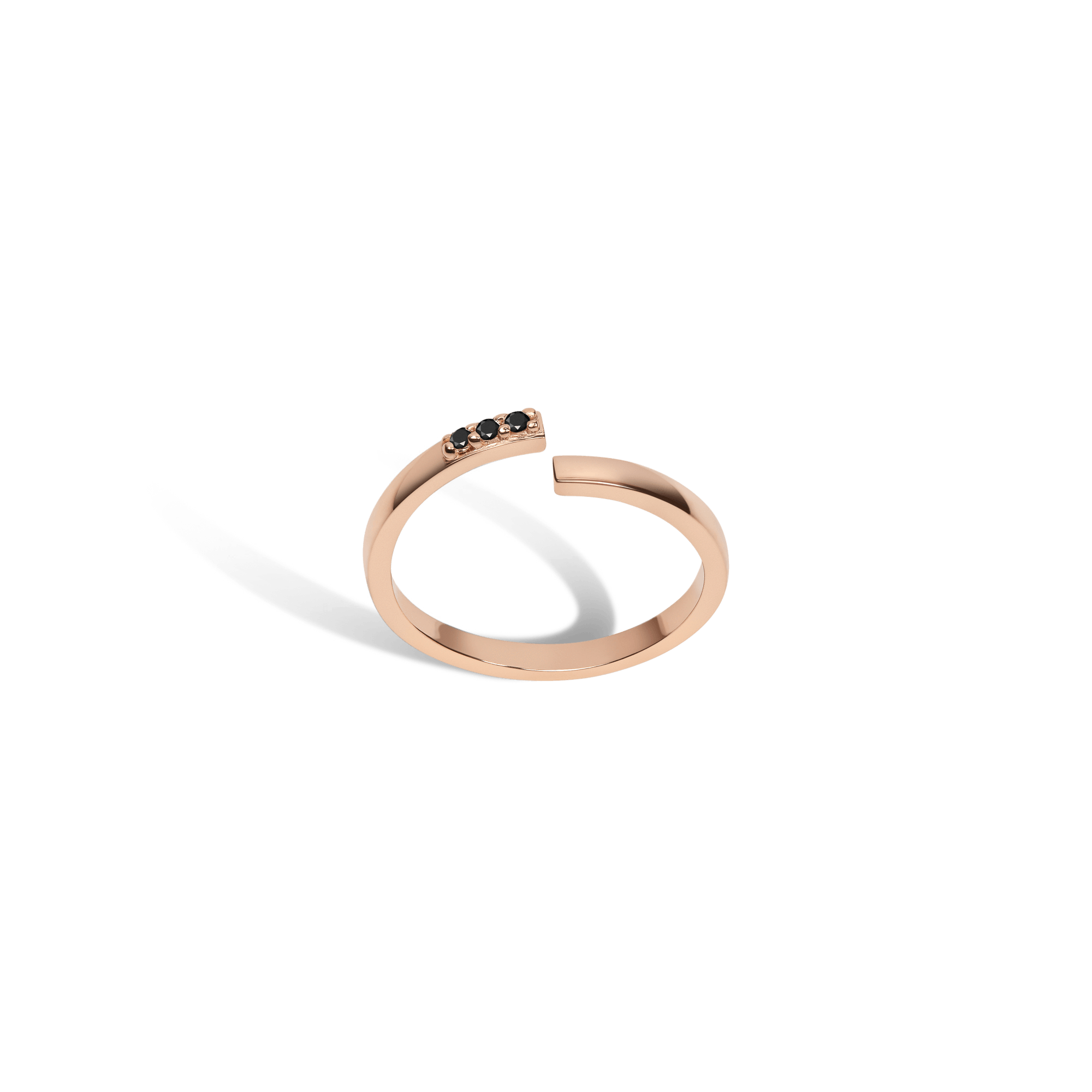 Mini Wraparound Ring  Rose Gold Vermeil 14k Rose Gold 18k Rose Gold Black Diamonds