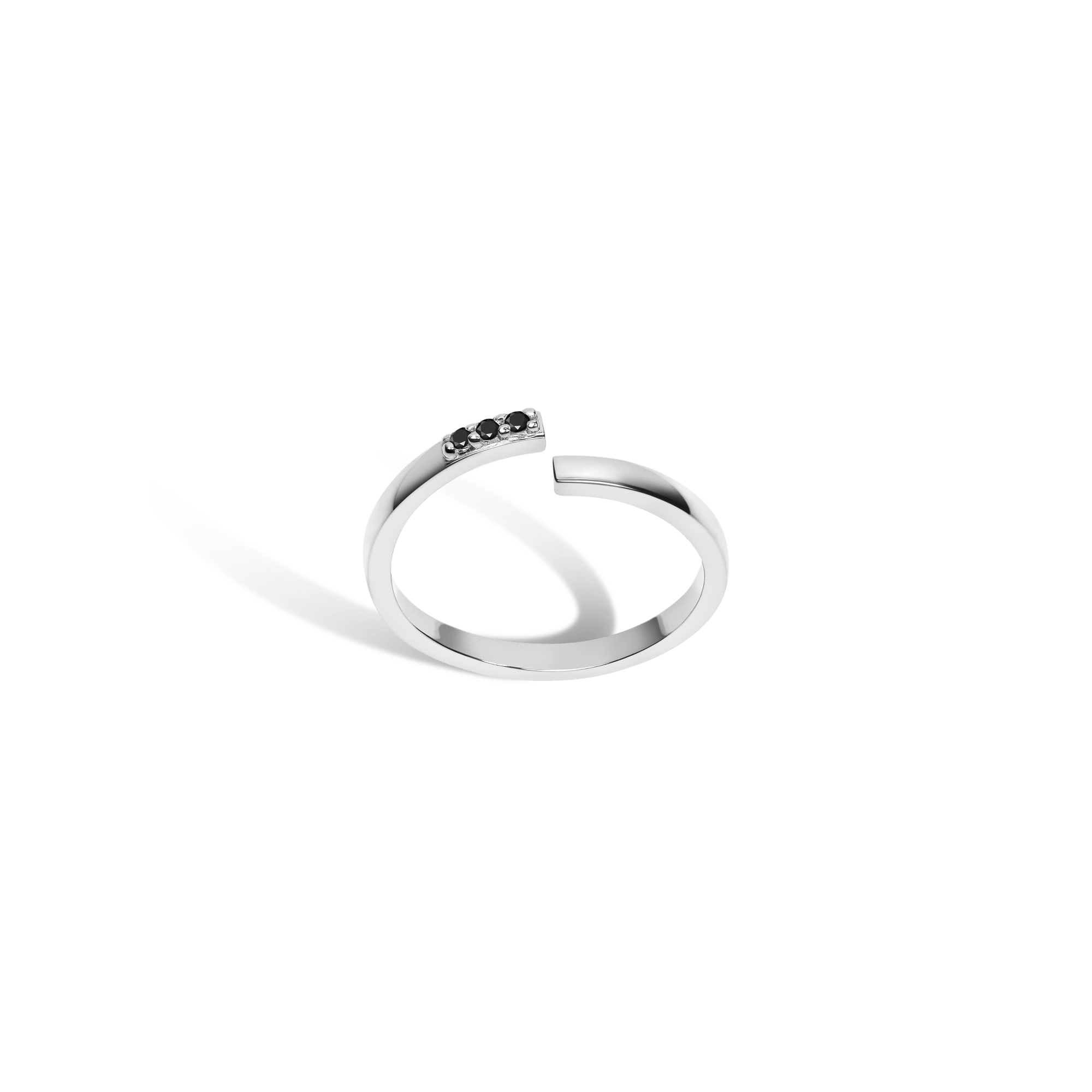Mini Wraparound Ring  Sterling Silver White Gold Vermeil 14k White Gold 18k White Gold Black Diamonds