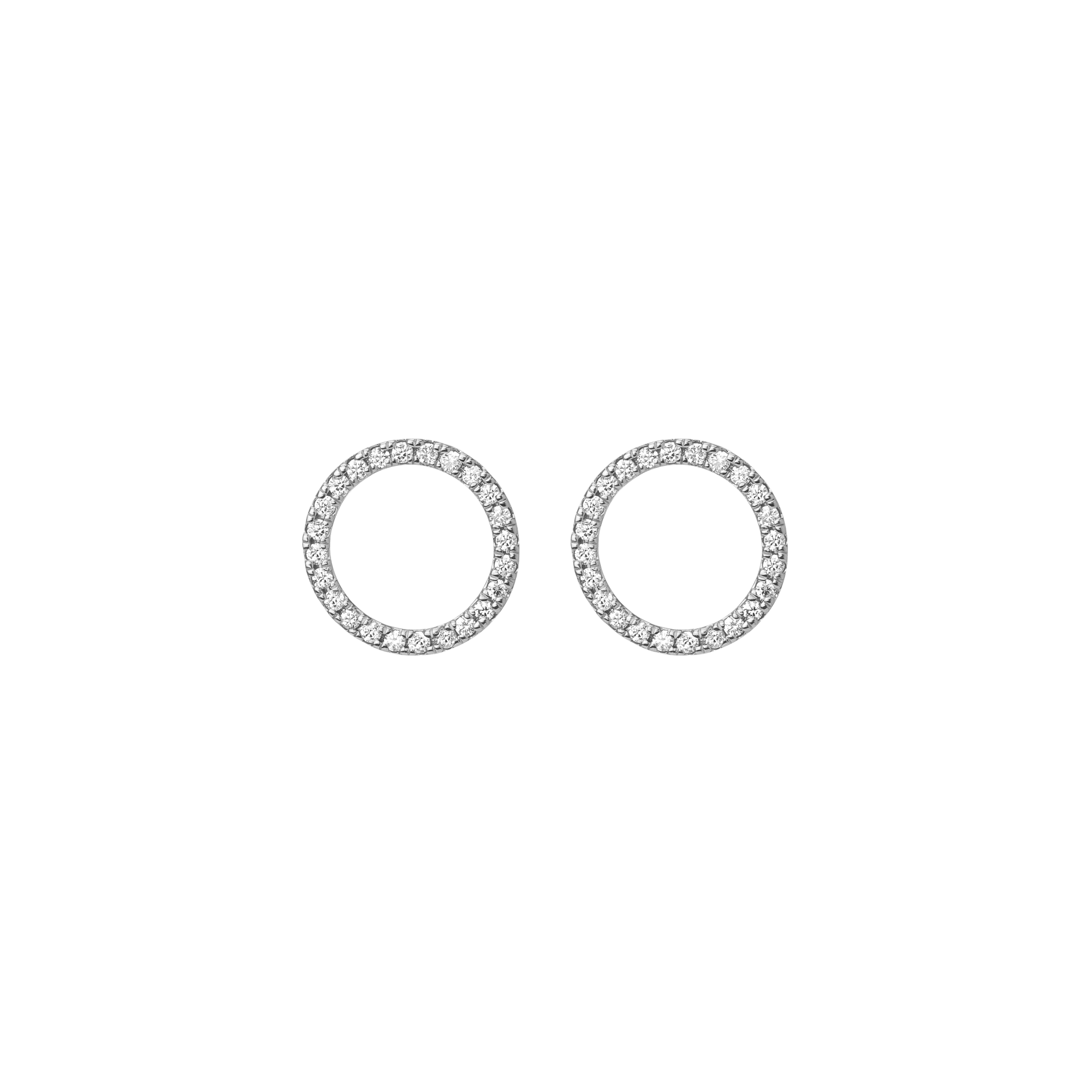 Diamond Circle Earrings  Sterling Silver White Gold Vermeil 14k White Gold 18k White Gold White Diamonds     Front First Pair | Single |