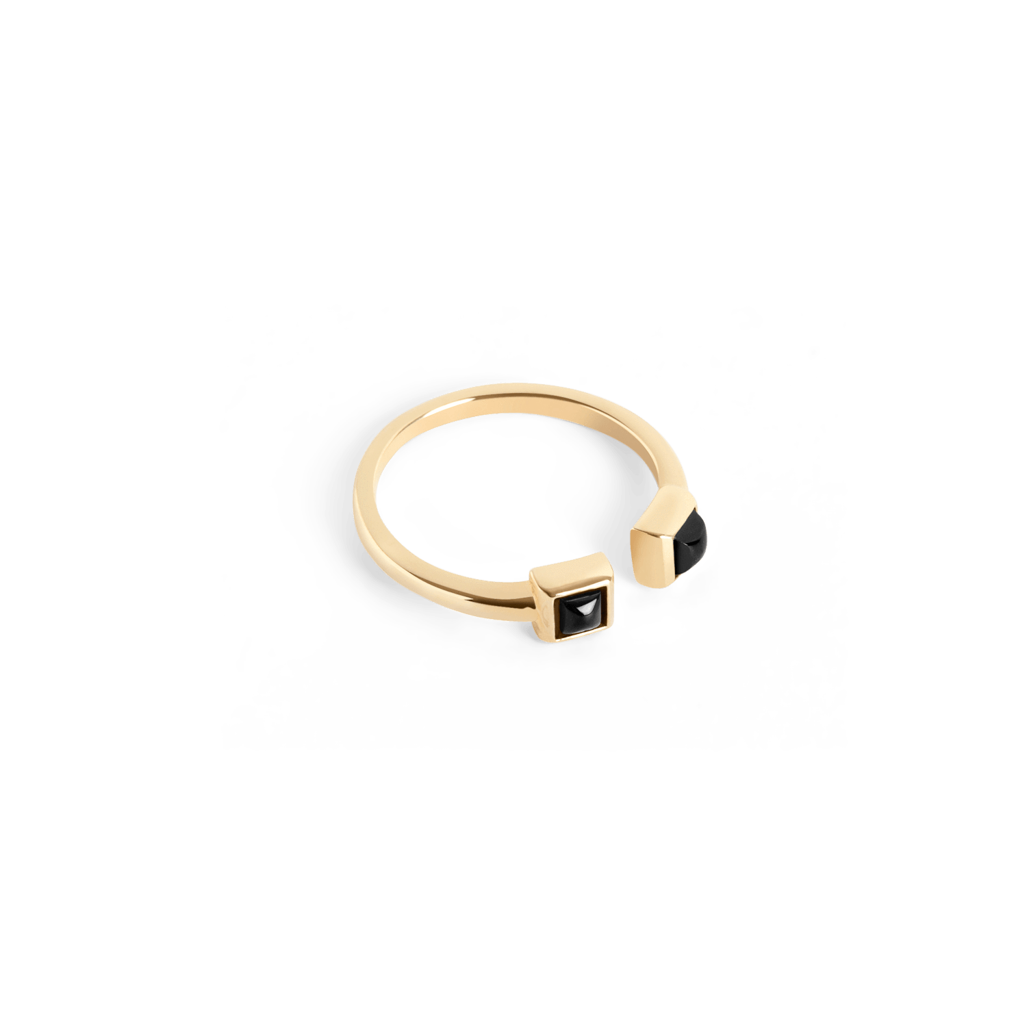 Black Stones Ring Yellow Gold Vermeil 14k Yellow Gold 18k Yellow Gold Laid down