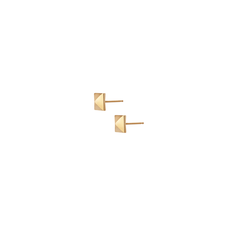 Pyramid Earring Yellow Gold Vermeil 14k Yellow Gold 18k Yellow Gold Half Side   Pair | Single |
