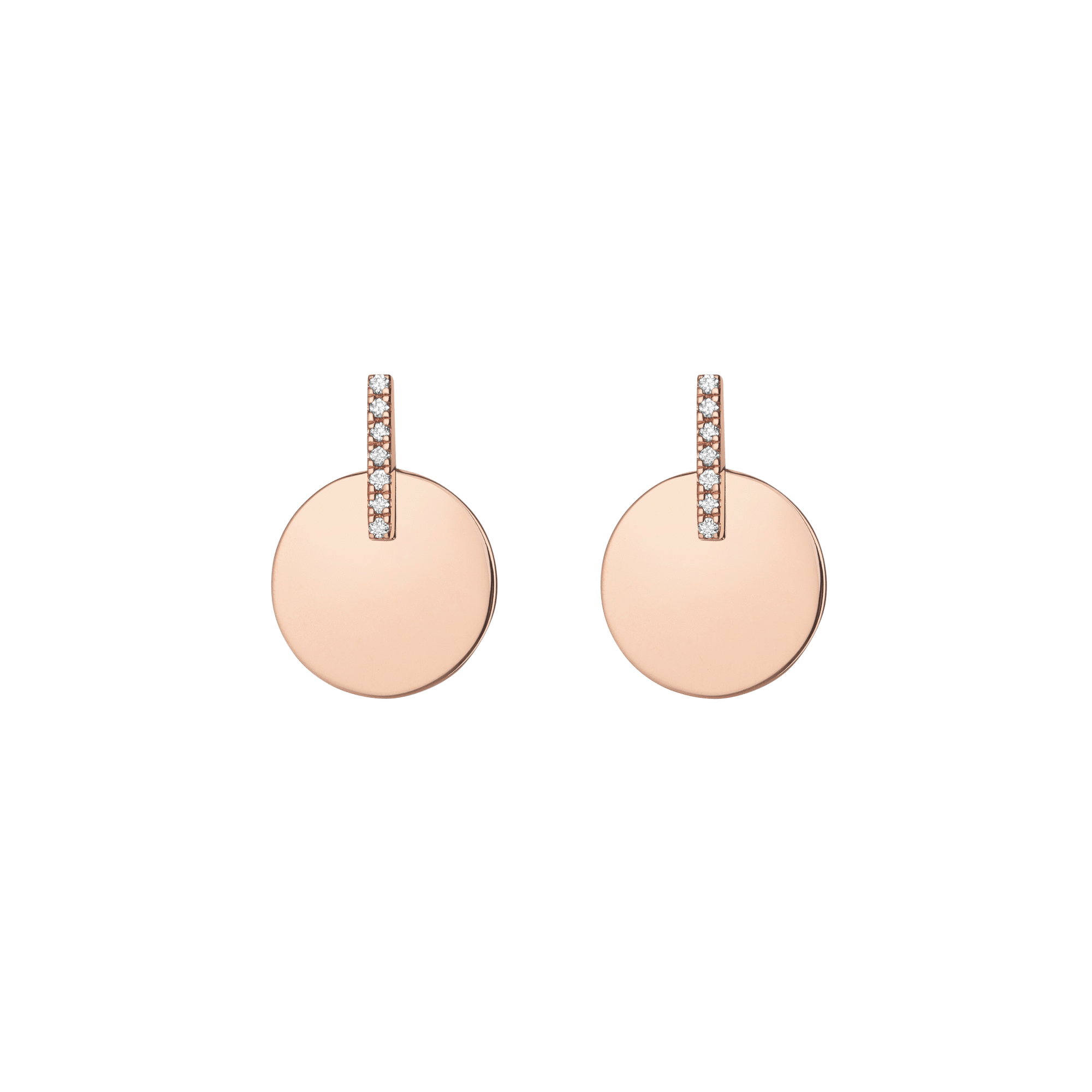 Gold Disk Earring  Rose Gold Vermeil 14k Rose Gold 18k Rose Gold White Diamonds     Front First Pair | Single |