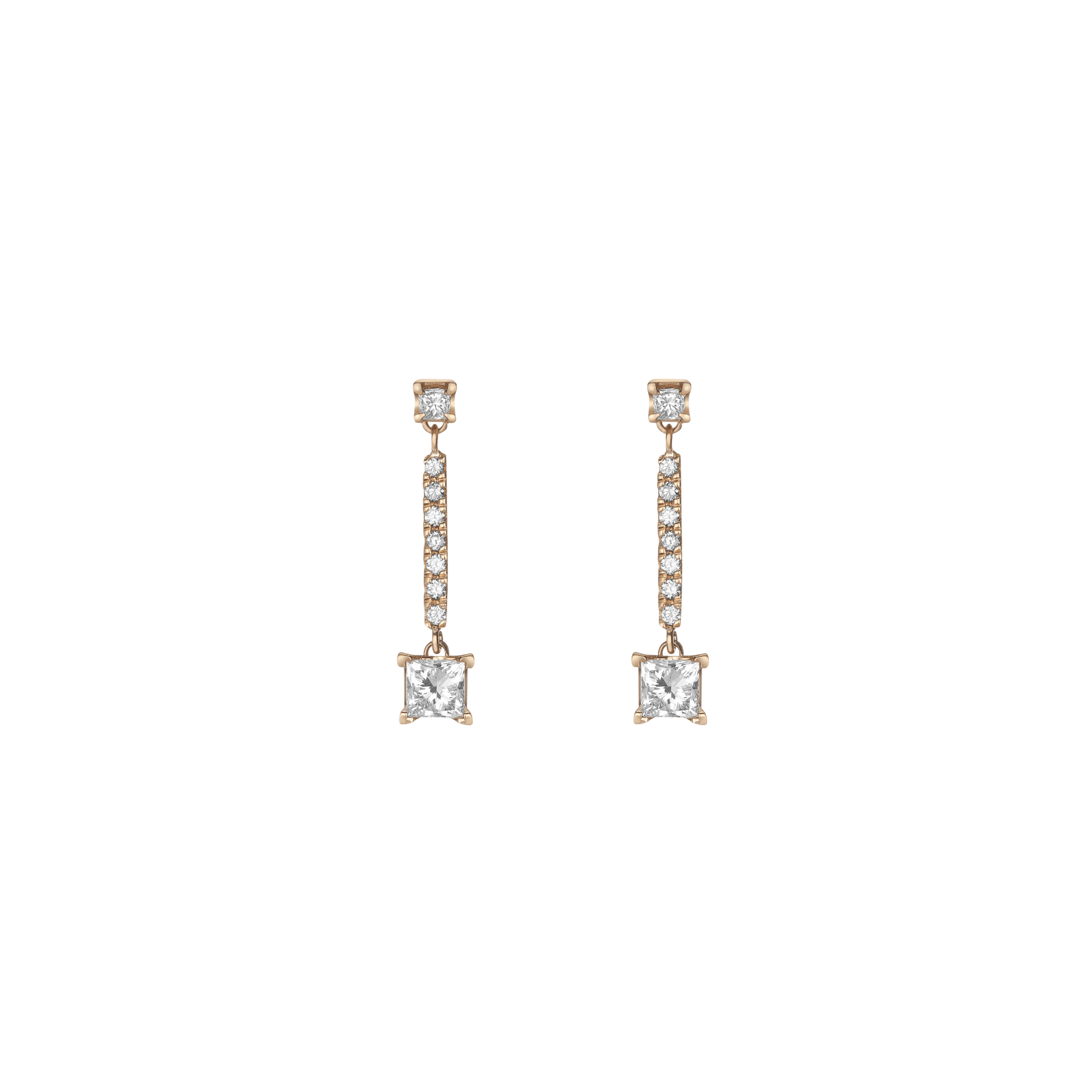 Asymmetric Diamond Earrings Yellow Gold Vermeil 14k Yellow Gold 18k Yellow Gold White Diamonds    Front First Pair | Single |