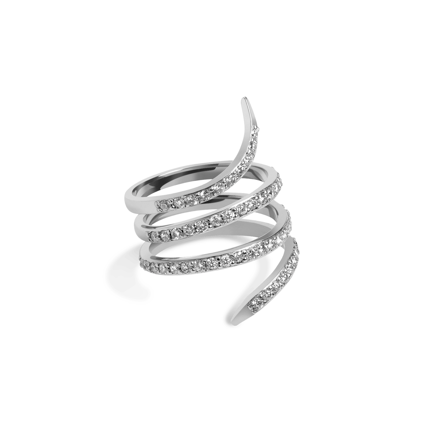 Diamond Snake Ring  Sterling Silver White Gold Vermeil 14k White Gold 18k White Gold White Diamonds Half Side