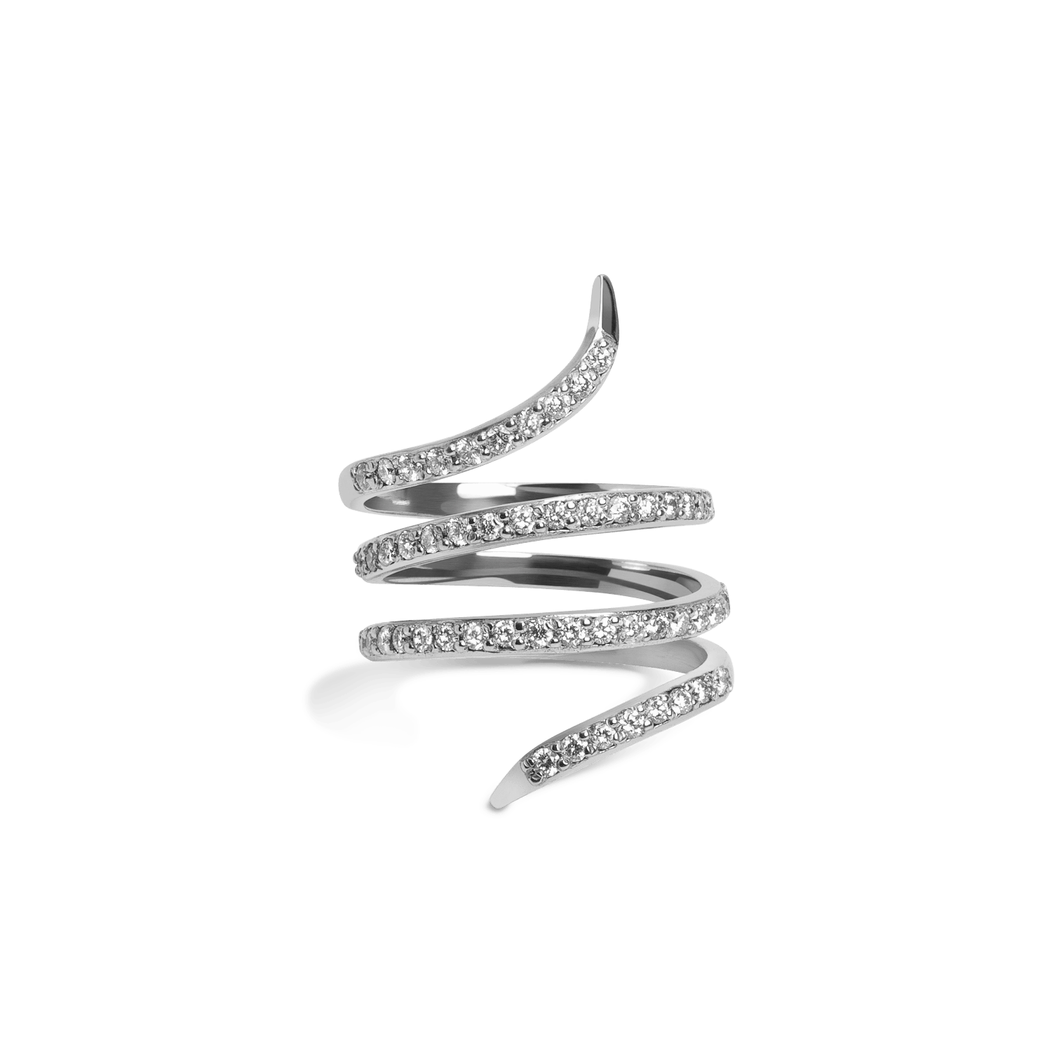 Diamond Snake Ring  Sterling Silver White Gold Vermeil 14k White Gold 18k White Gold White Diamonds    Front First
