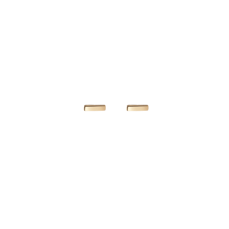 Mini Gold Bar Earring Yellow Gold Vermeil 14k Yellow Gold 18k Yellow Gold    Front First Pair | Single |