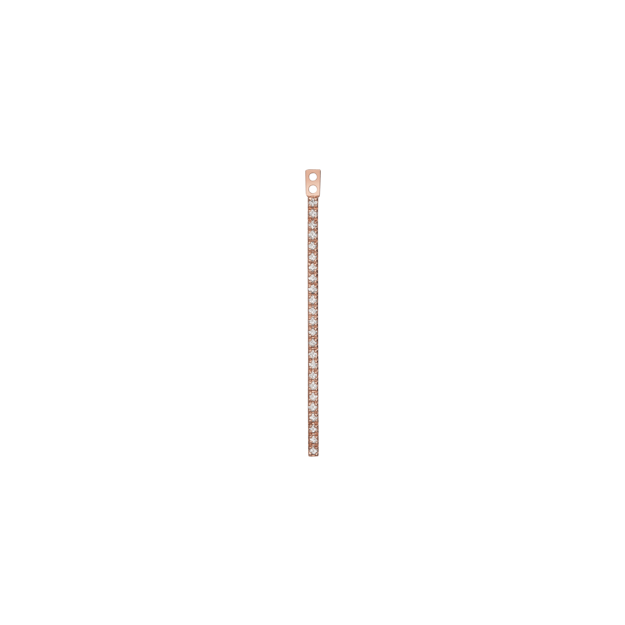 Long Bar Ear Jacket with Diamonds Rose Gold Vermeil 14k Rose Gold 18k Rose Gold White Diamonds    Front First Pair | Single |