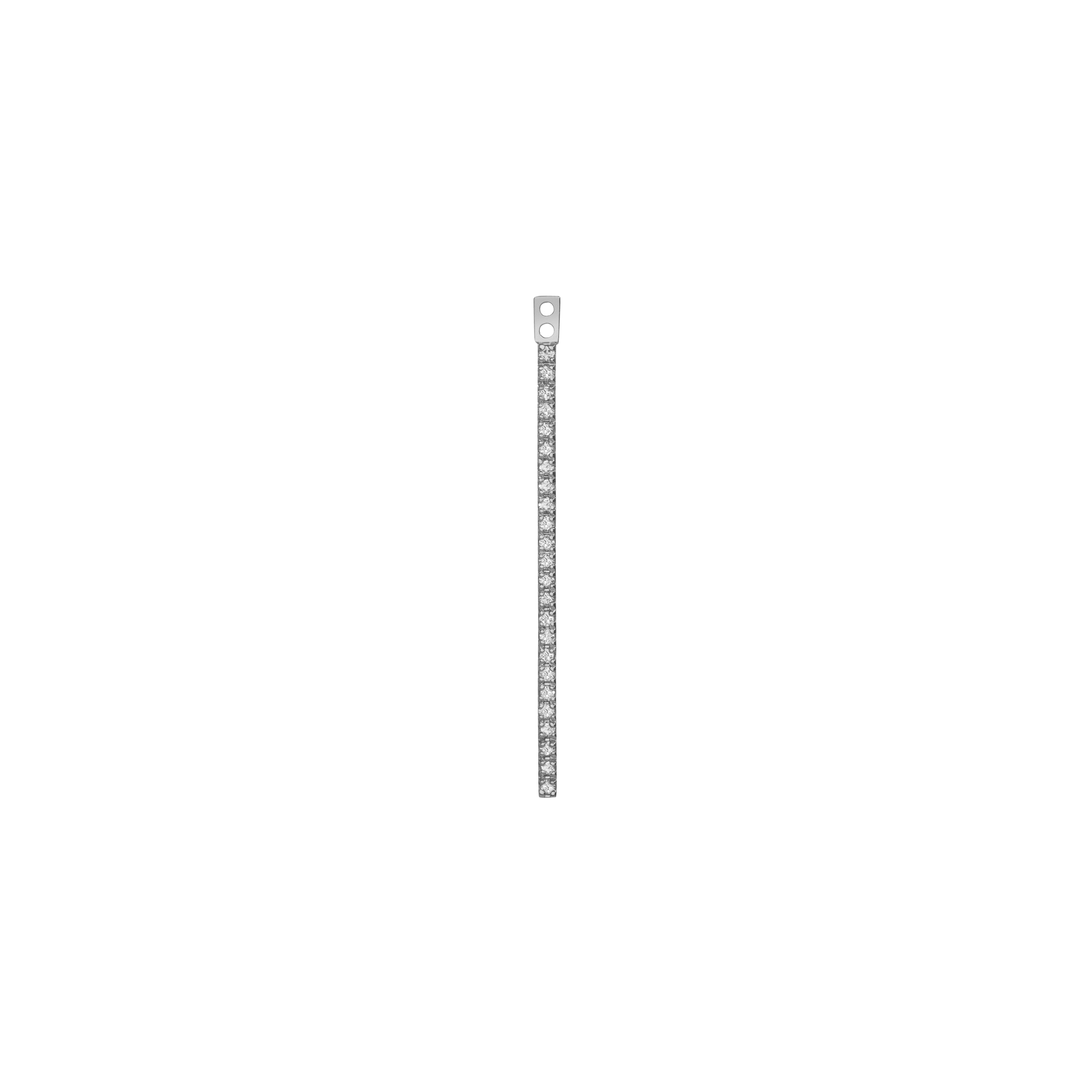 Long Bar Ear Jacket with Diamonds Sterling Silver White Gold Vermeil 14k White Gold 18k White Gold White Diamonds    Front First Pair | Single |