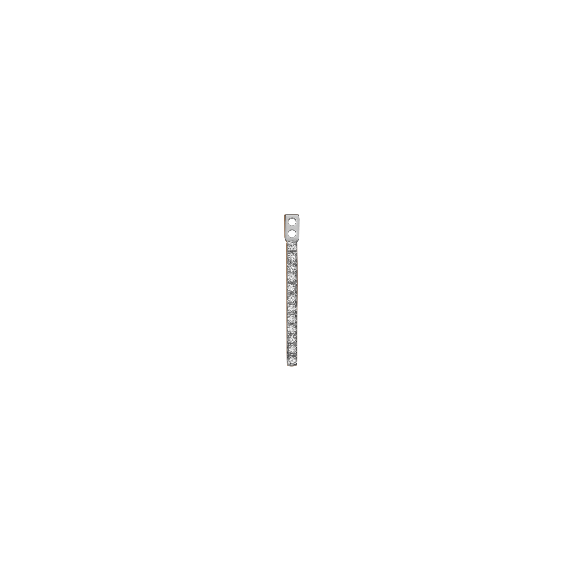 Midi Bar Ear Jacket with Diamonds Sterling Silver White Gold Vermeil 14k White Gold 18k White Gold White Diamonds   Front First Pair | Single |