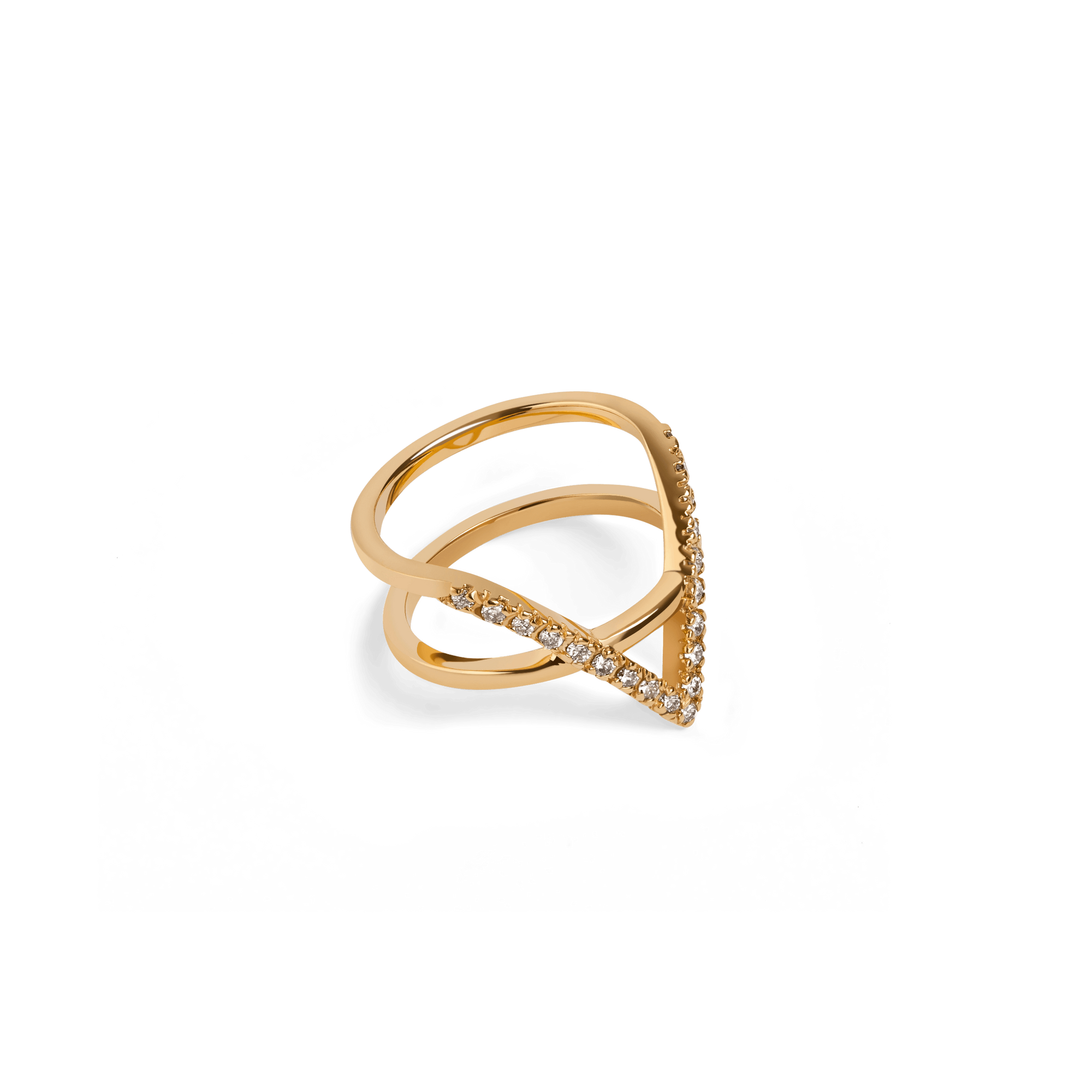 Icon Ring  Yellow Gold Vermeil 14k Yellow Gold 18k Yellow Gold White Diamonds Half Side