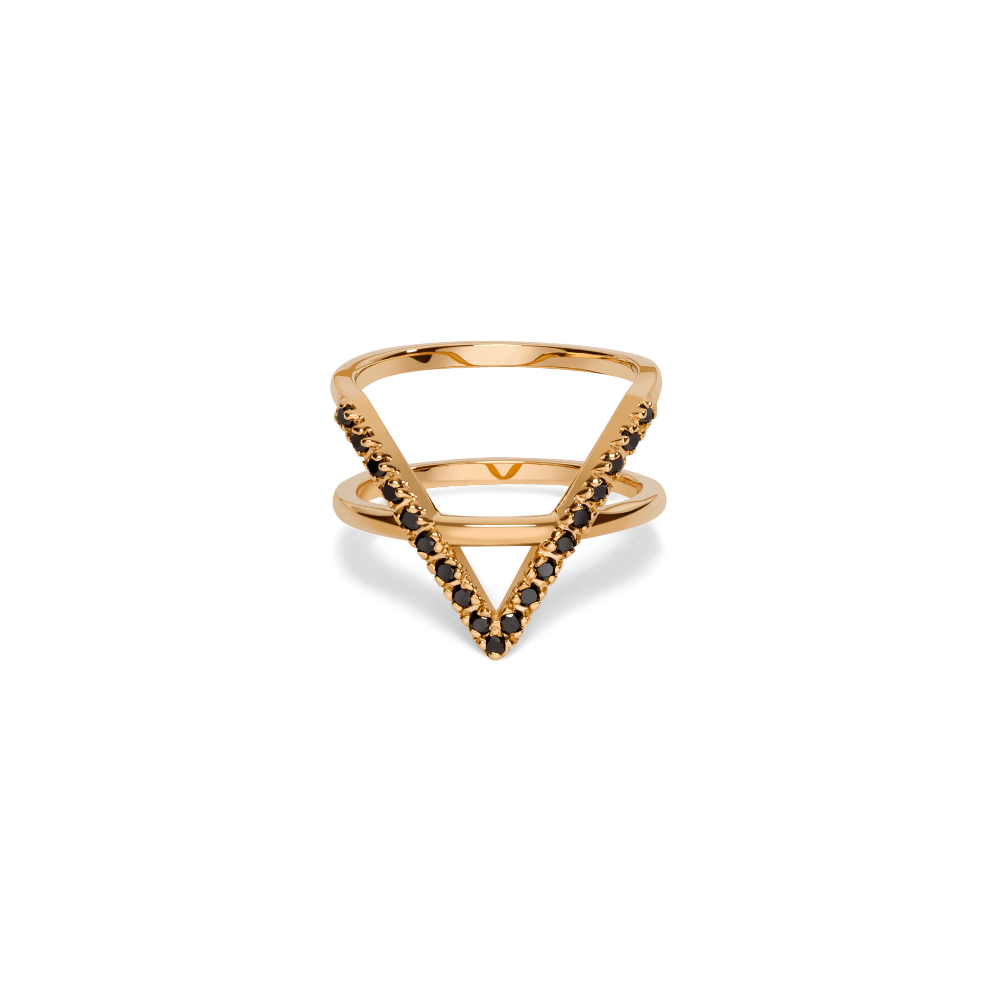 Icon Ring  Yellow Gold Vermeil 14k Yellow Gold 18k Yellow Gold Black Diamonds    Front First