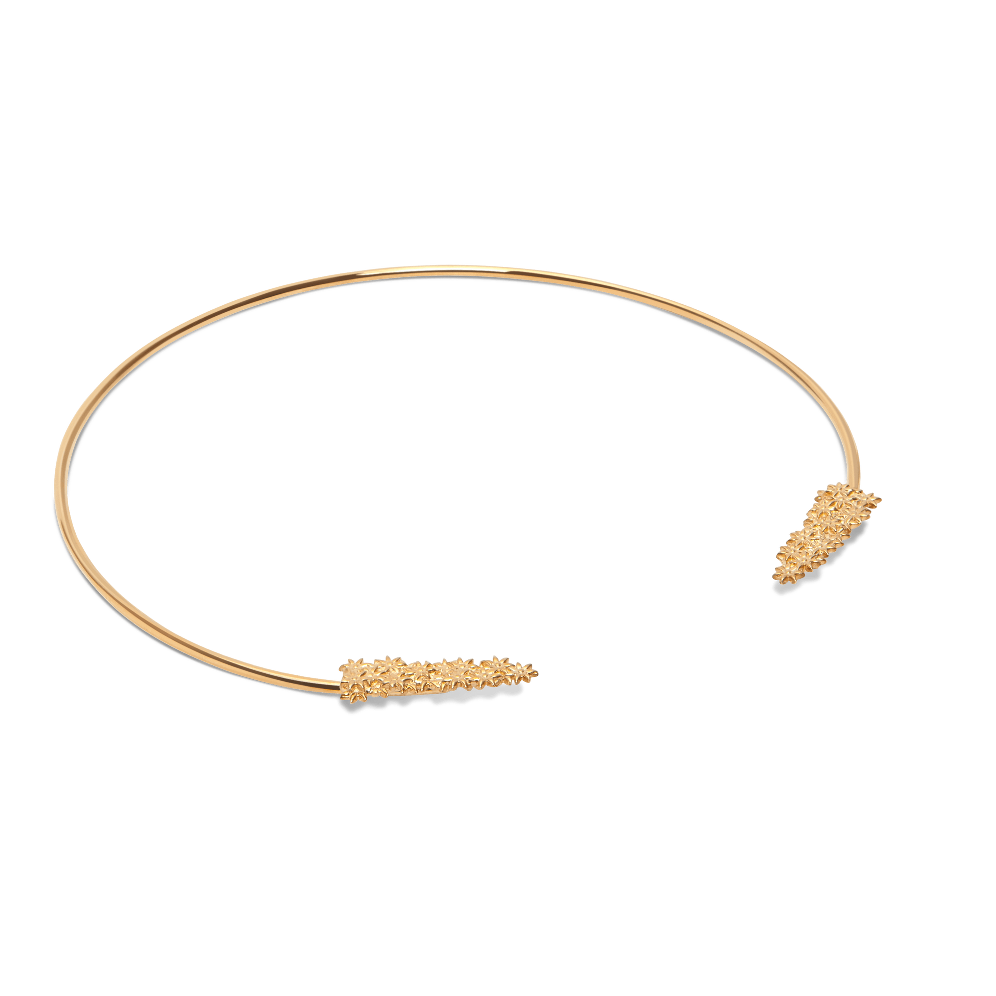 Flower Necklace Open Yellow Gold Vermeil 14k Yellow Gold 18k Yellow Gold Laid down    Front First