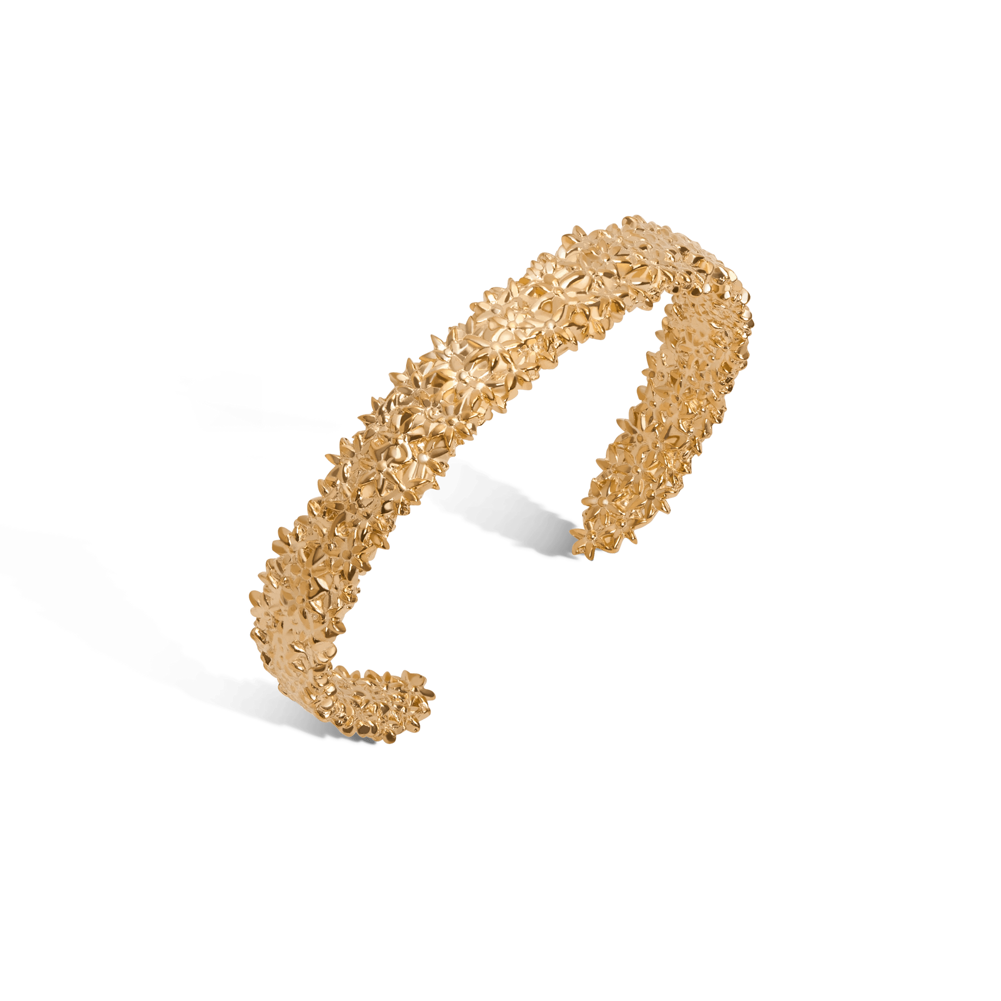 Flower Bracelet Closed Yellow Gold Vermeil 14k Yellow Gold 18k Yellow Gold Half Side    Front First