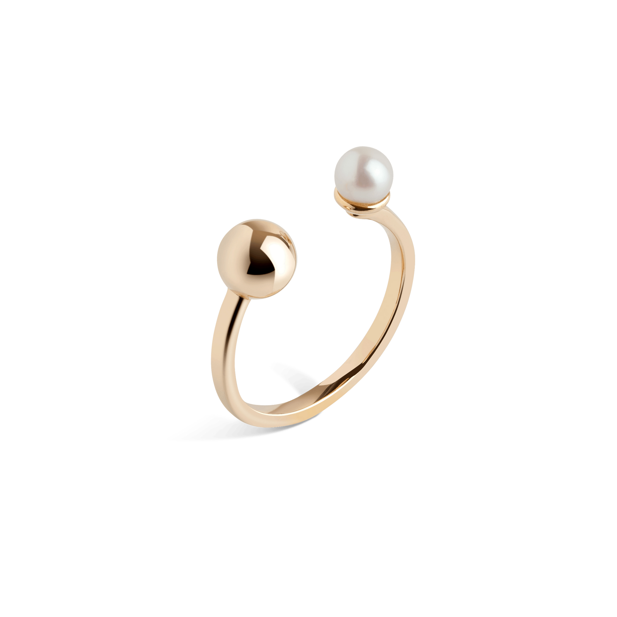 Asymmetric Pearl Ring Yellow Gold Vermeil 14k Yellow Gold 18k Yellow Gold Half Side