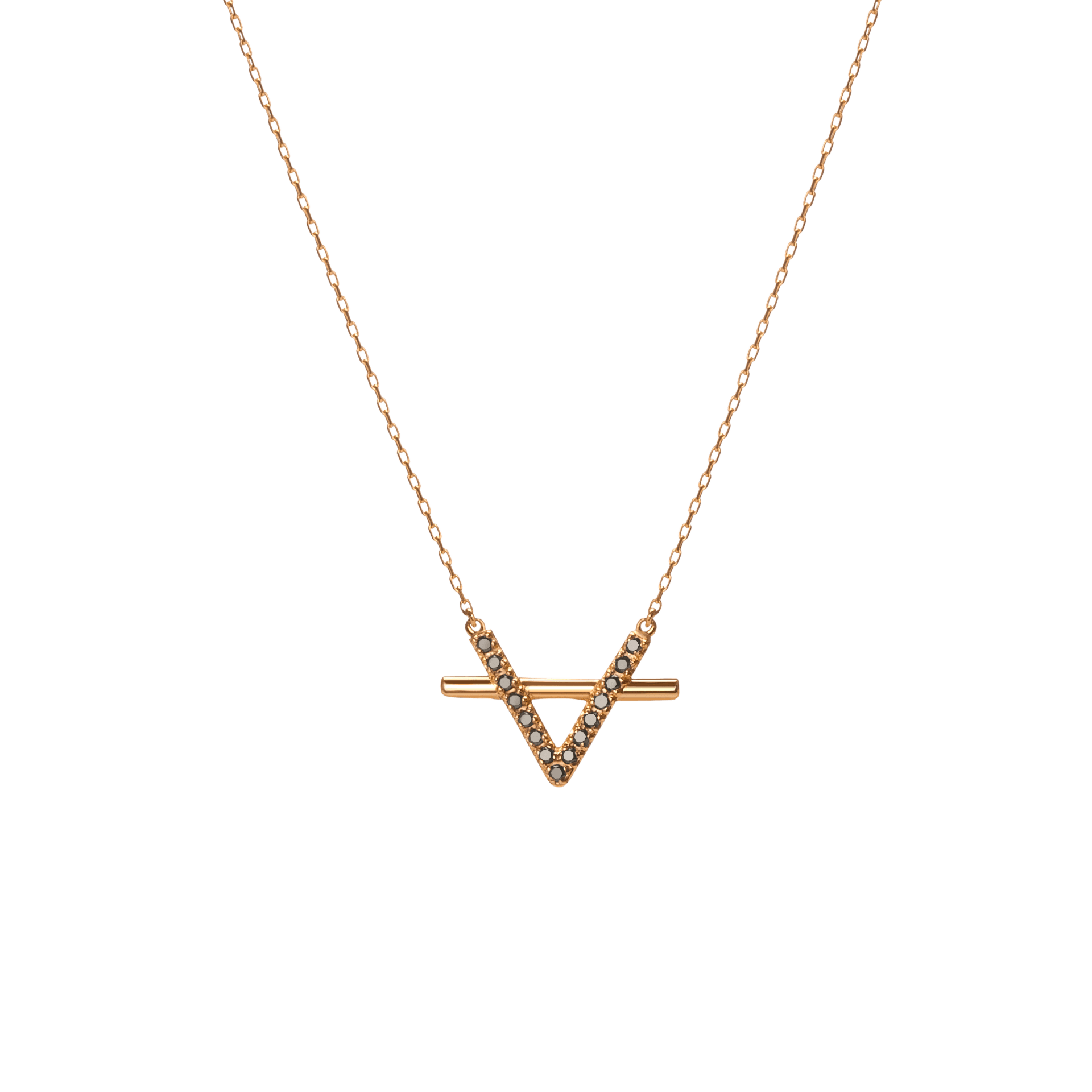 Icon Necklace with Diamonds Yellow Gold Vermeil 14k Yellow Gold 18k Yellow Gold Black Diamonds     Front First