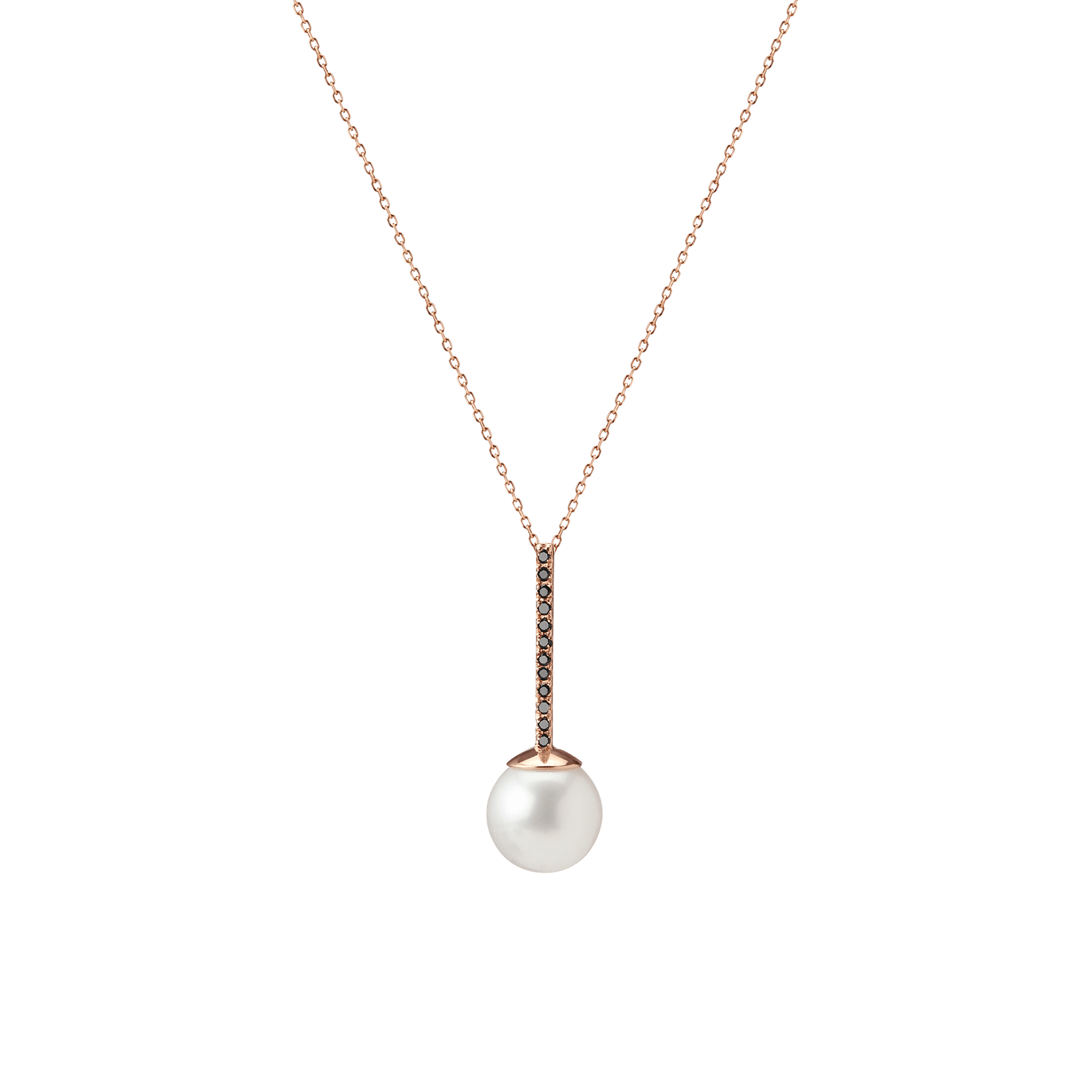 Proud Pearl Pendant with Diamonds Rose Gold Vermeil 14k Rose Gold 18k Rose Gold Black Diamonds