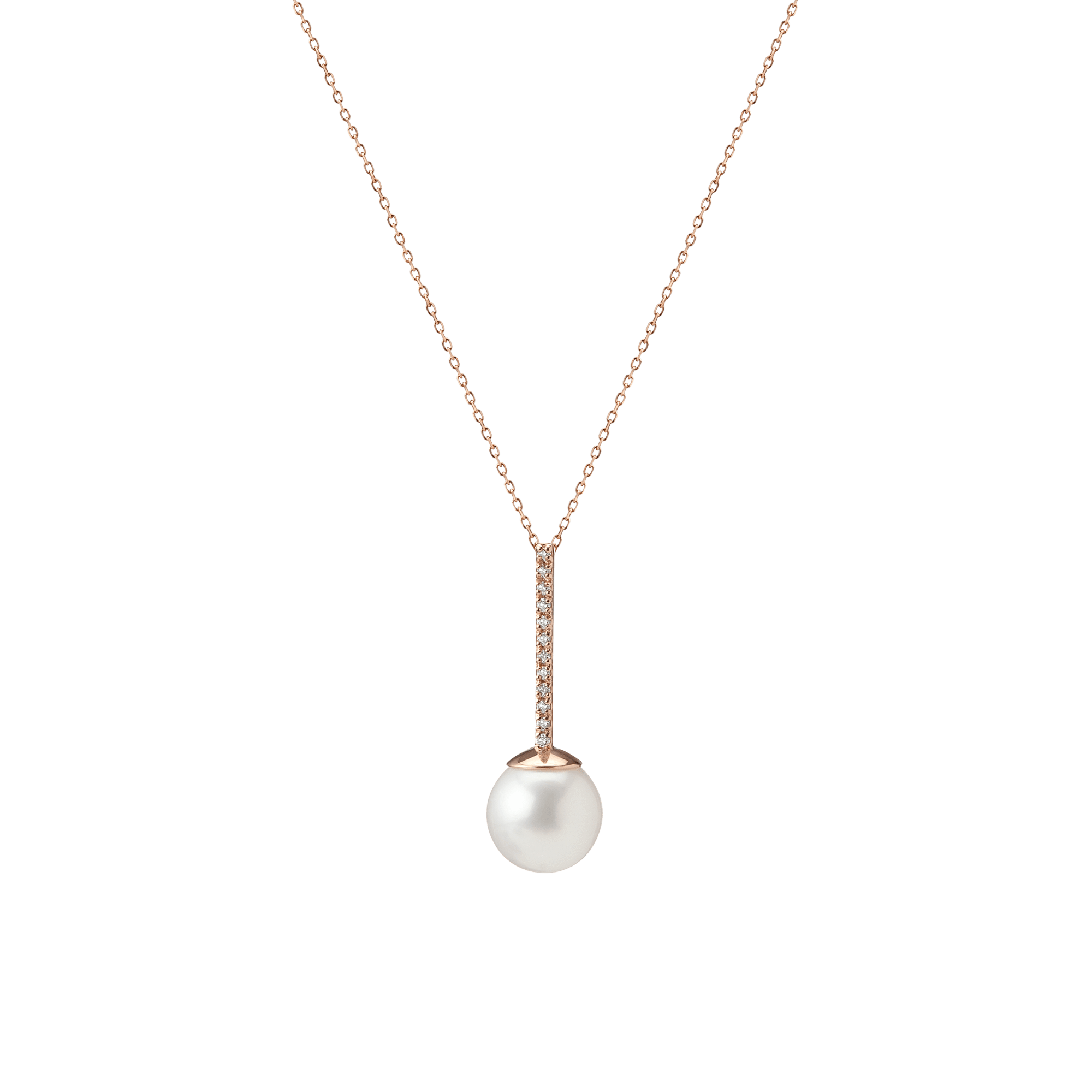 Proud Pearl Pendant with Diamonds Rose Gold Vermeil 14k Rose Gold 18k Rose Gold White Diamonds First