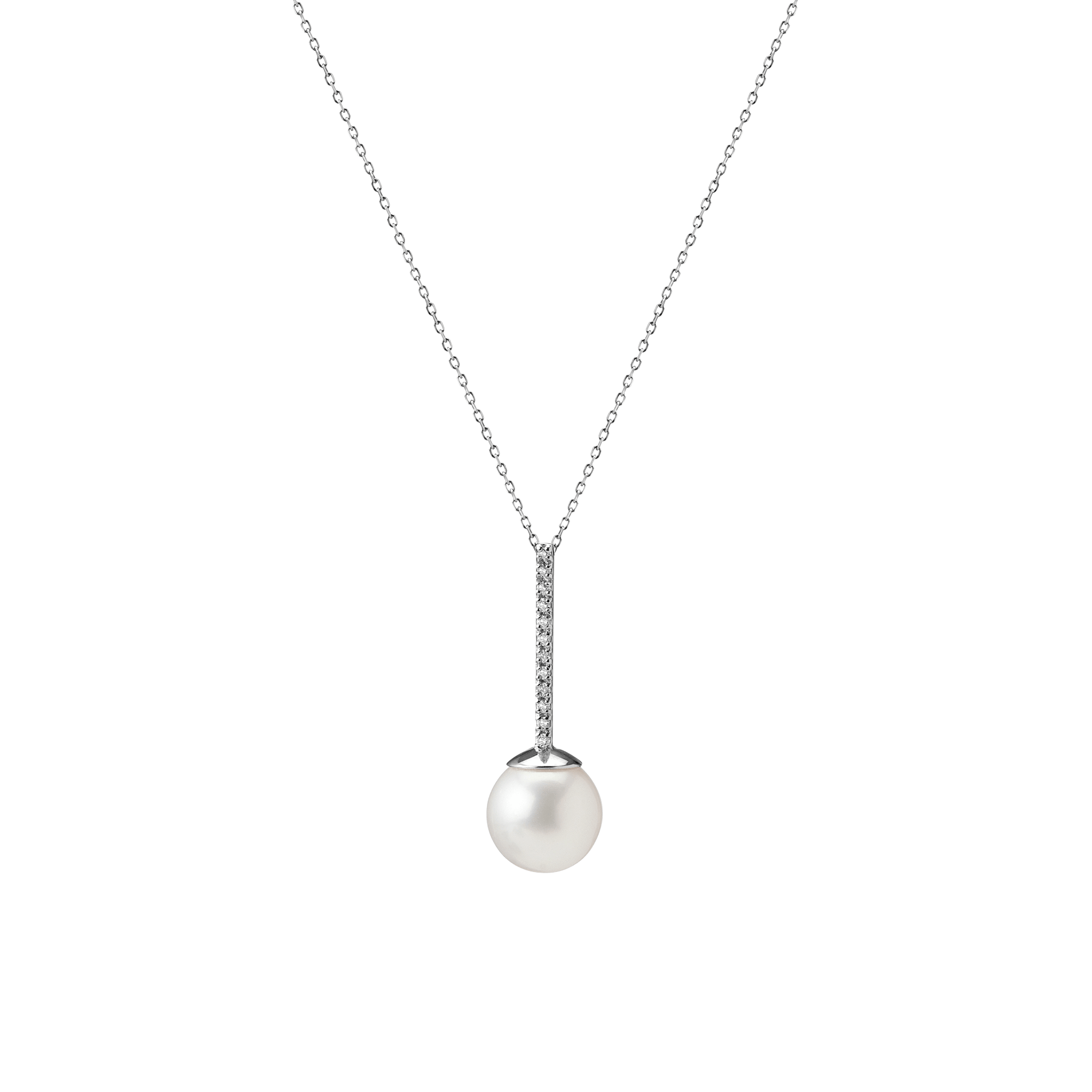 Proud Pearl Pendant with Diamonds White Gold Vermeil 14k White Gold 18k White Gold White Diamonds First
