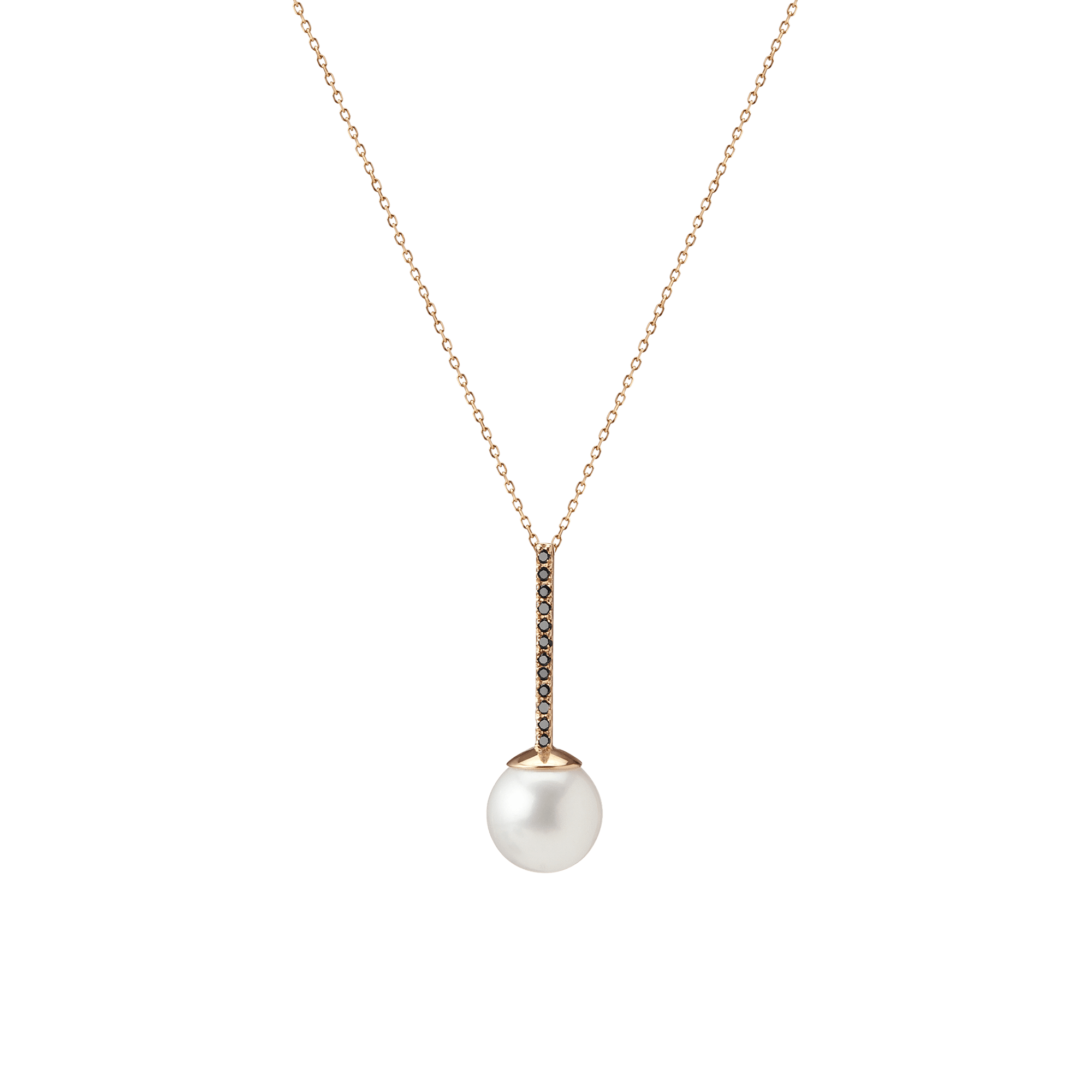 Proud Pearl Pendant with Diamonds Yellow Gold Vermeil 14k Yellow Gold 18k Yellow Gold Black Diamonds