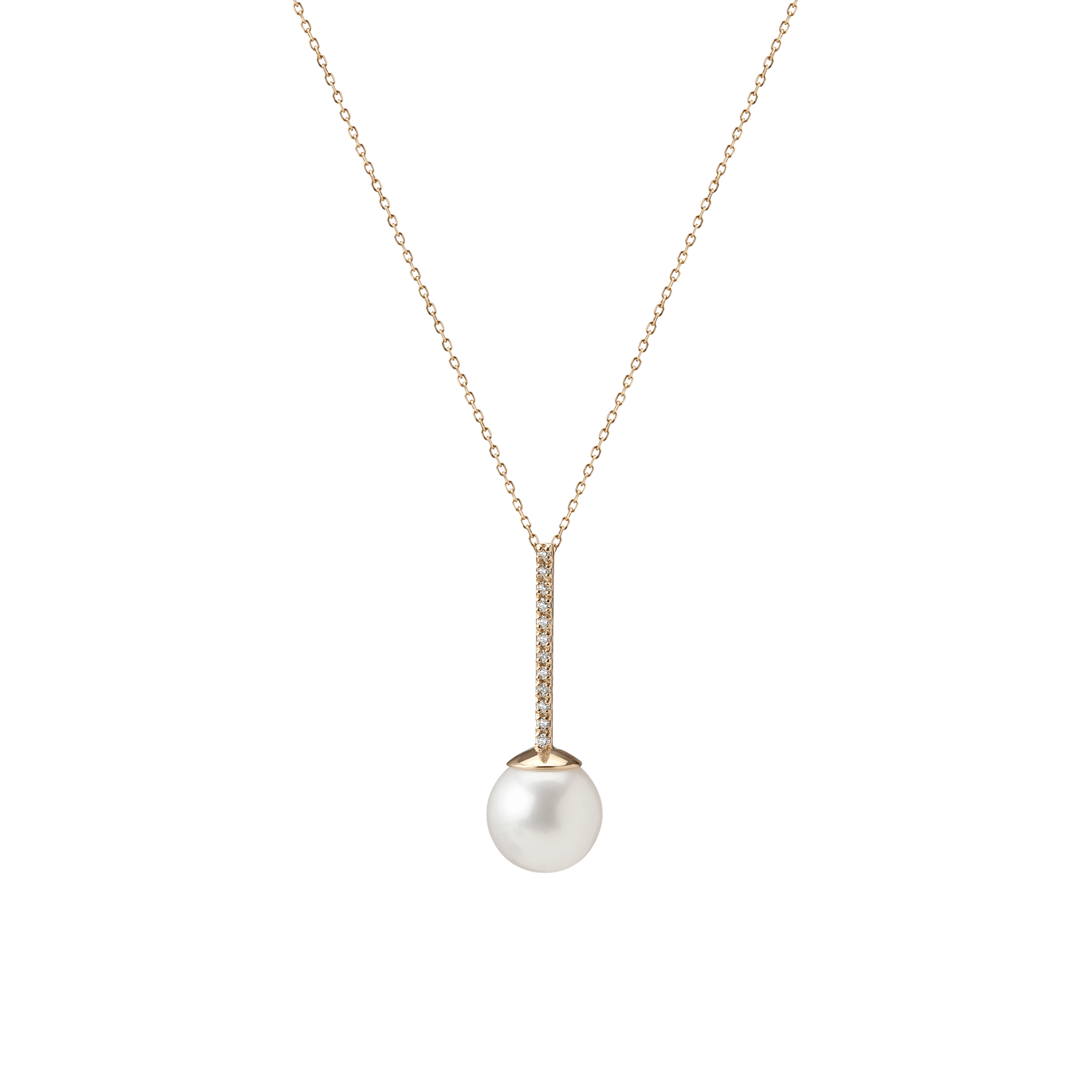 Proud Pearl Pendant with Diamonds Yellow Gold Vermeil 14k Yellow Gold 18k Yellow Gold White Diamonds First