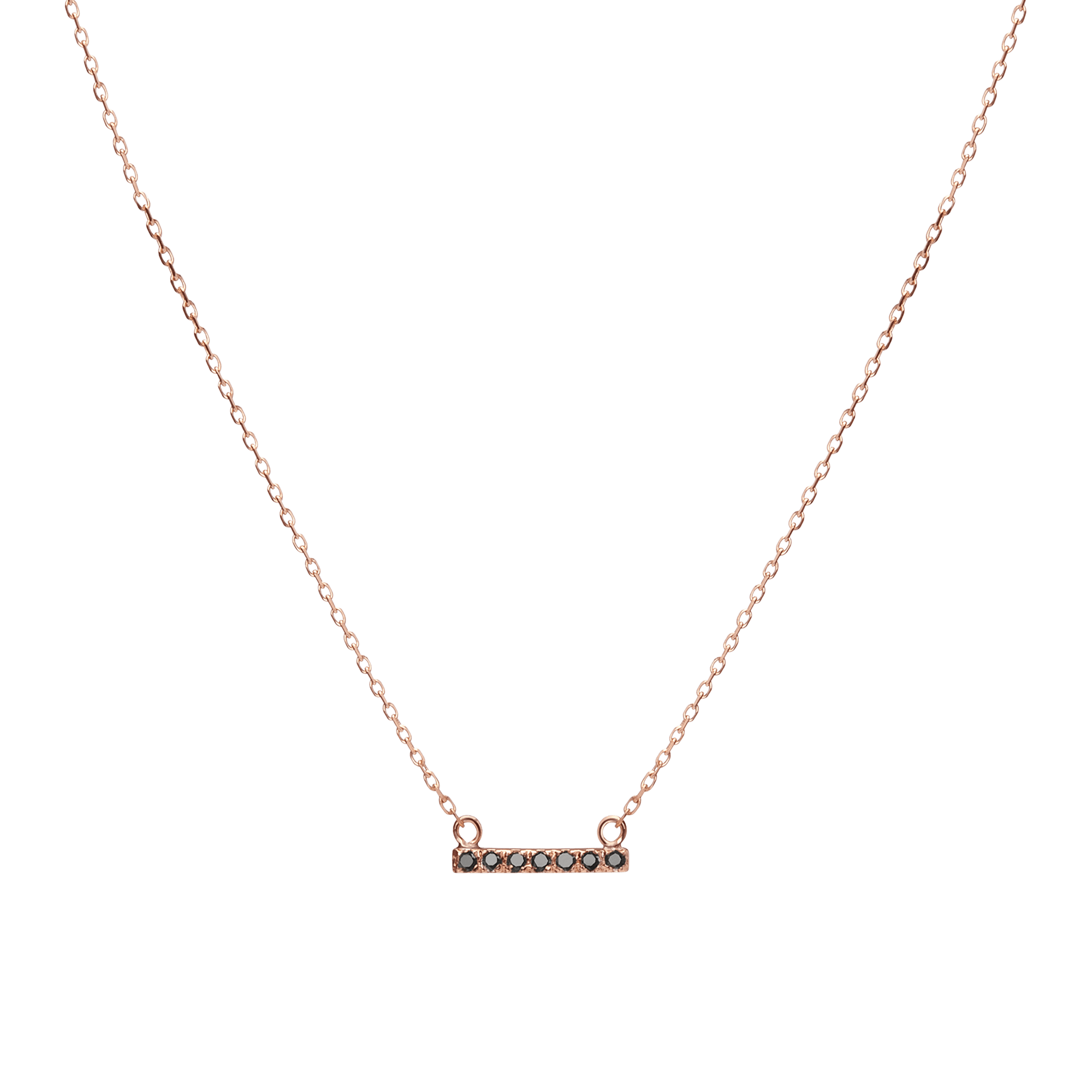 Midi Diamond Bar Pendant Rose Gold Vermeil 14k Rose Gold 18k Rose Gold Black Diamonds