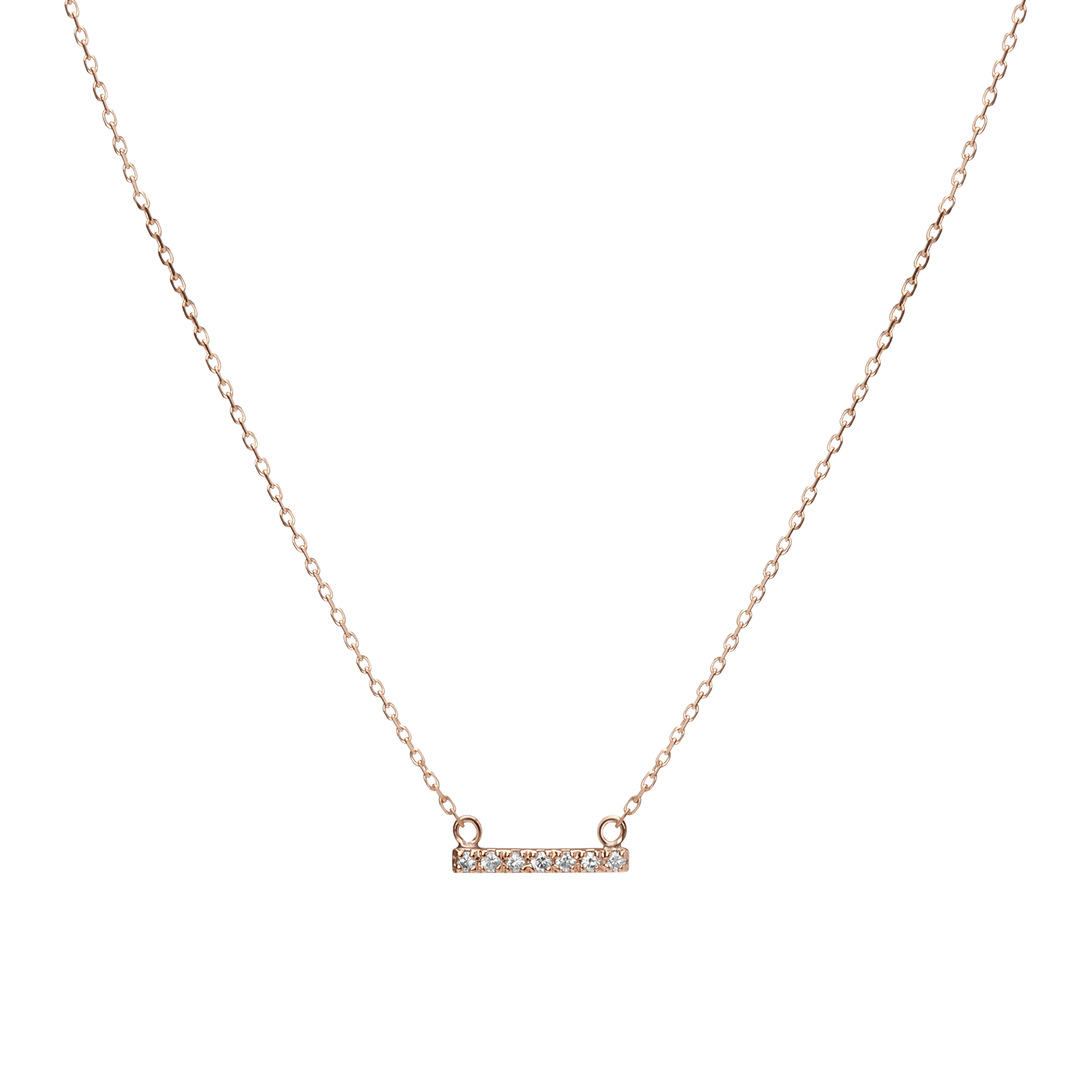 Midi Diamond Bar Pendant Rose Gold Vermeil 14k Rose Gold 18k Rose Gold White Diamonds First