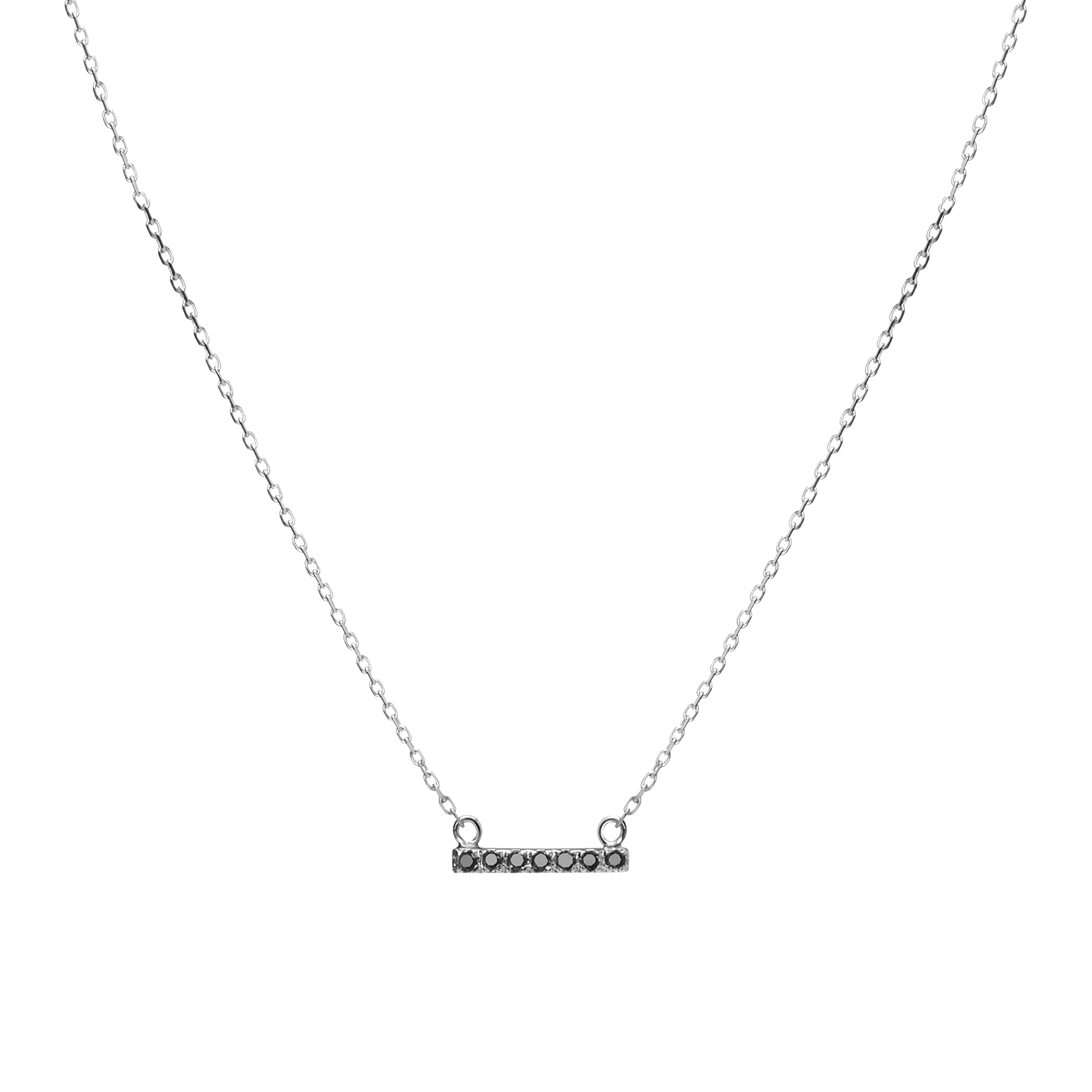 Midi Diamond Bar Pendant White Gold Vermeil 14k White Gold 18k White Gold Black Diamonds