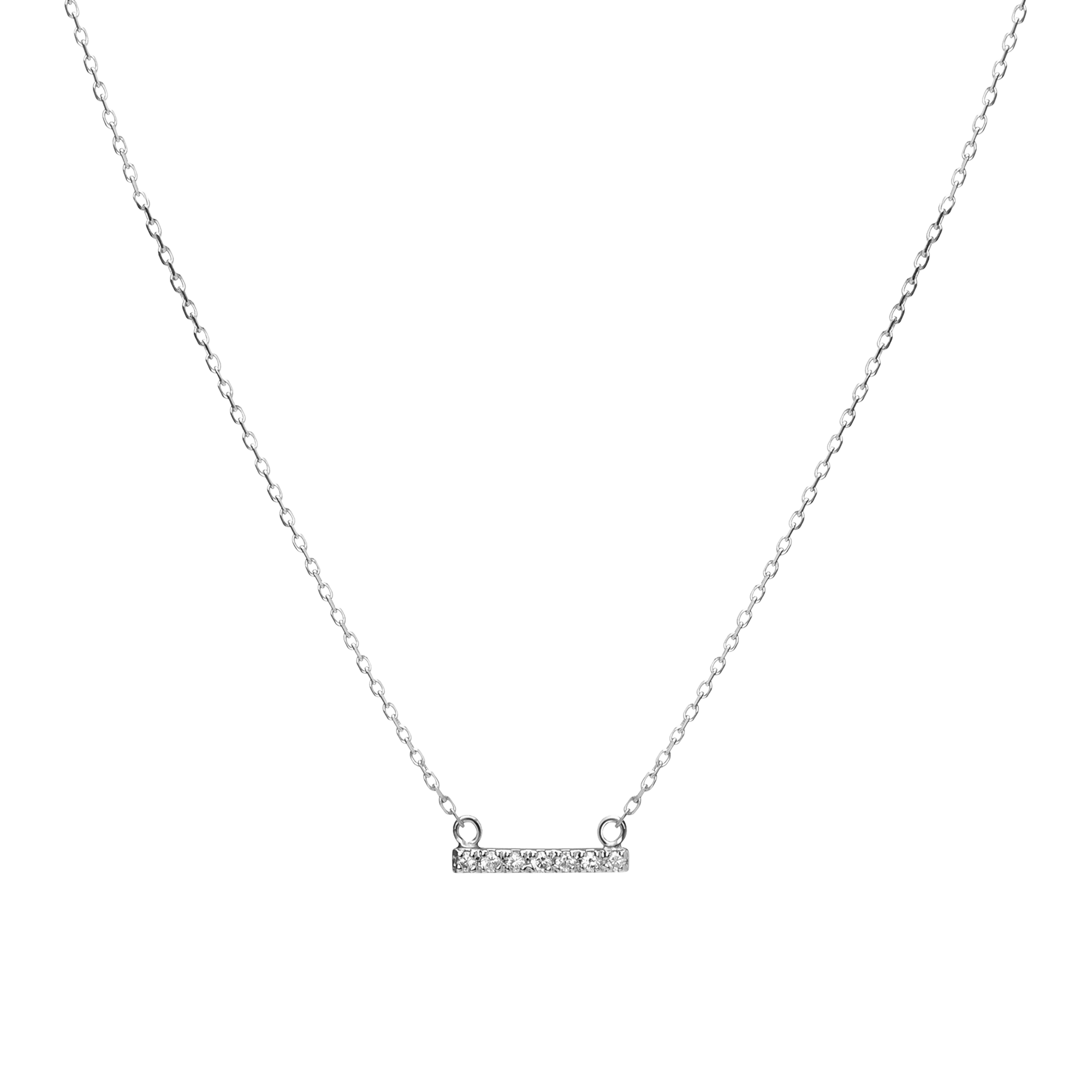 Midi Diamond Bar Pendant White Gold Vermeil 14k White Gold 18k White Gold White Diamonds First
