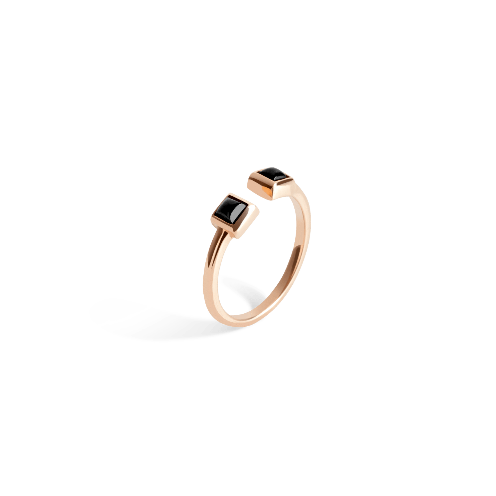 Black Stones Ring Rose Gold Vermeil 14k Rose Gold 18k Rose Gold Half Side    Front First