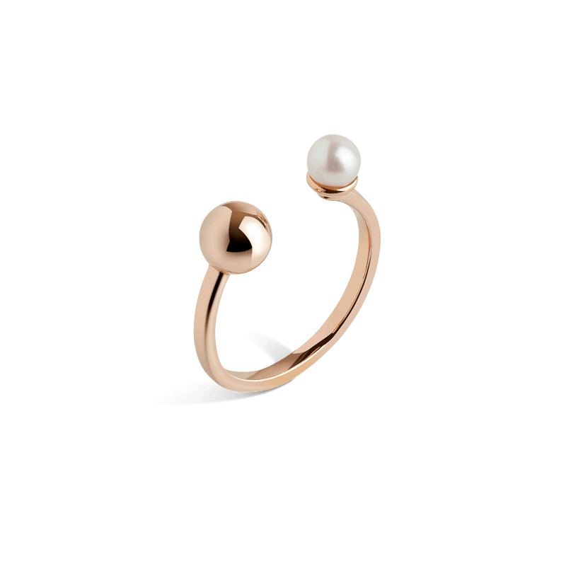 Asymmetric Pearl Ring Rose Gold Vermeil 14k Rose Gold 18k Rose Gold Half Side