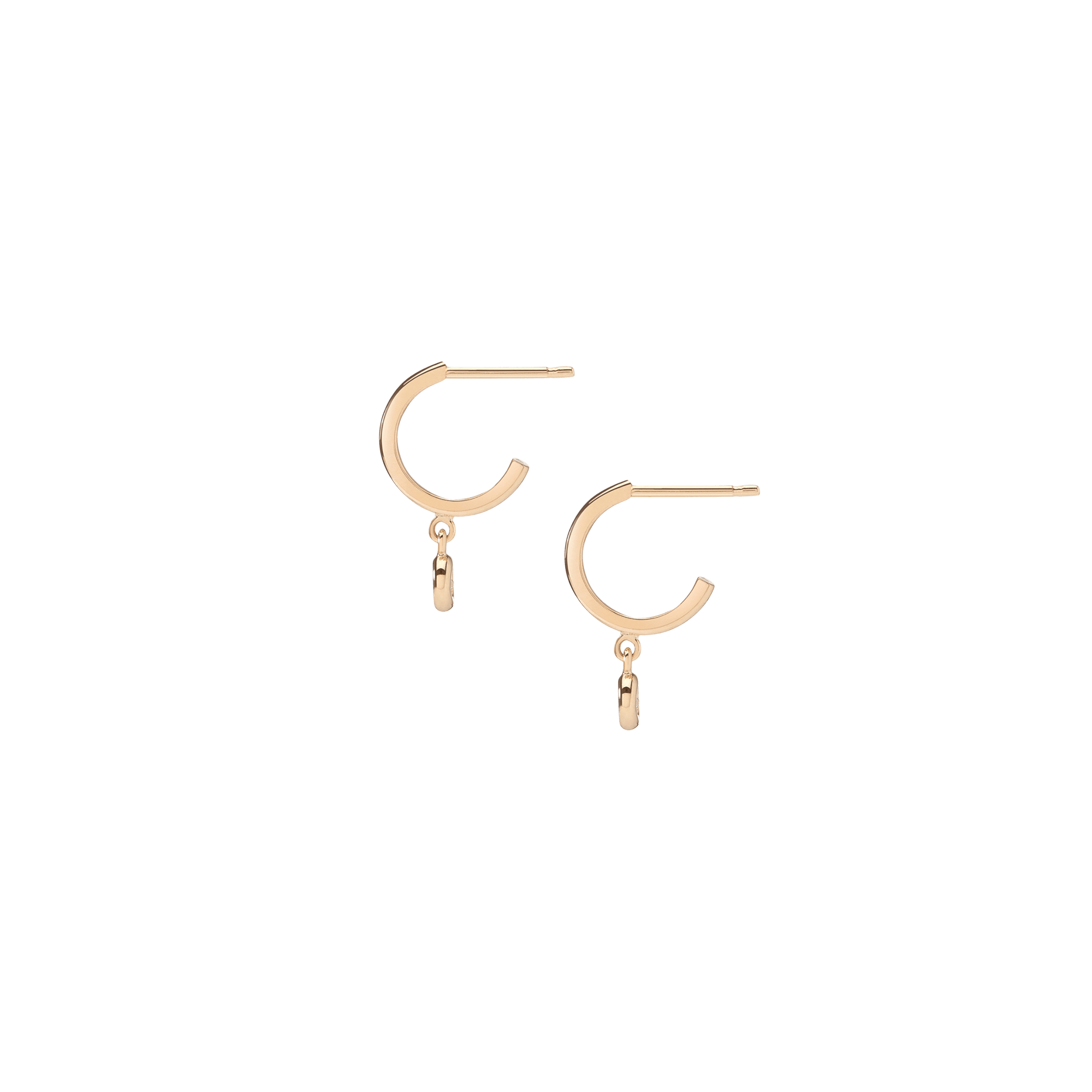Huggie Earrings with Bezel Yellow Gold Vermeil 14k Yellow Gold 18k Yellow Gold White Diamonds    Single | Pair |