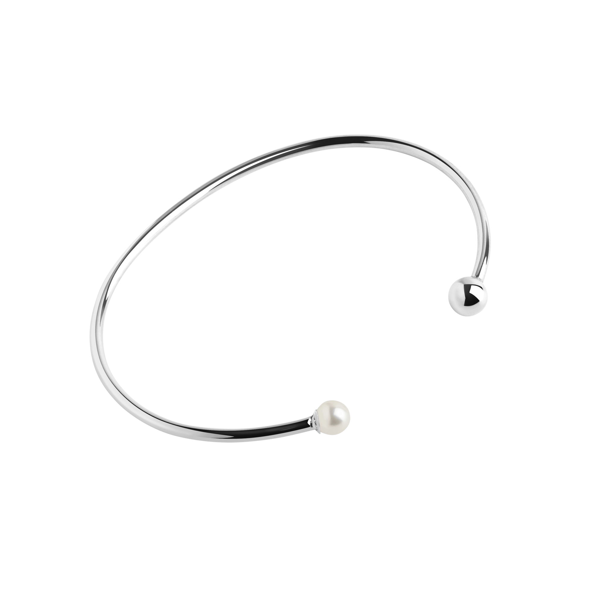 Asymmetric Pearl Cuff Sterling Silver White Gold Vermeil 14k White Gold 18k White Gold Laid down