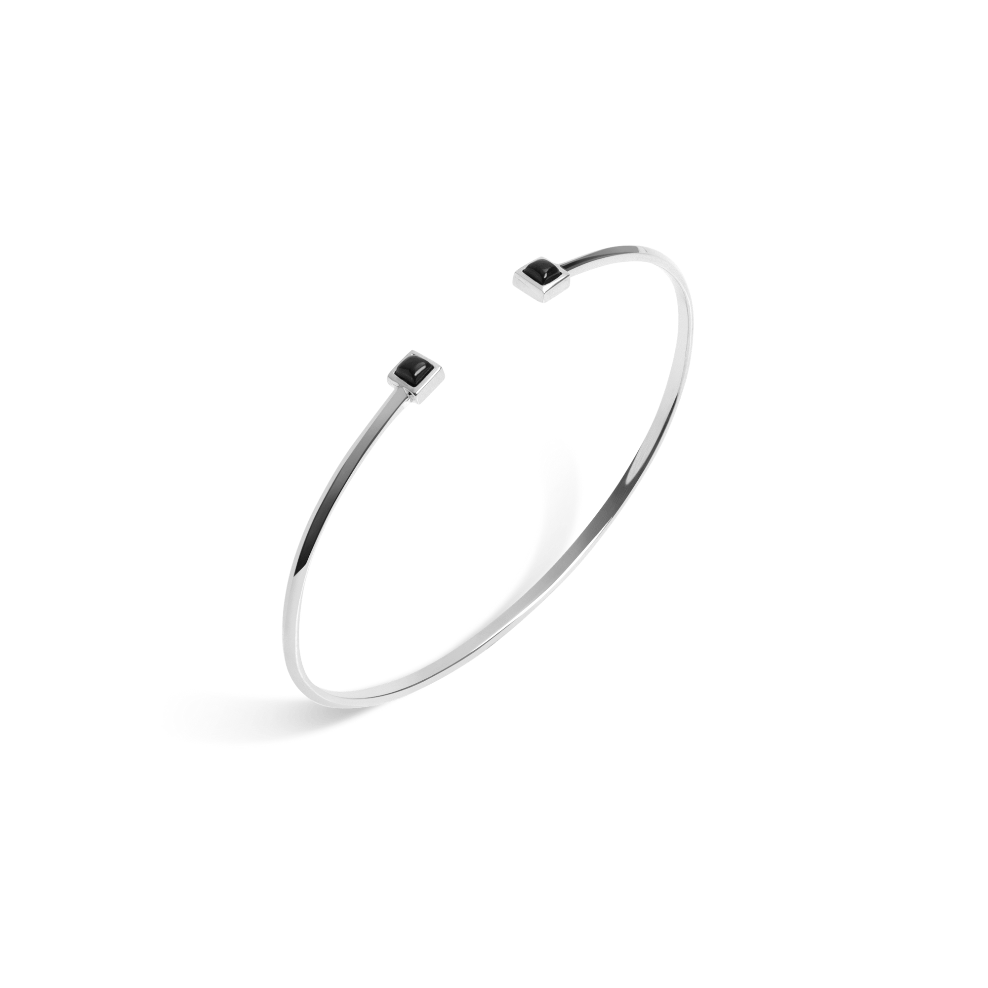 Black Stones Bracelet Sterling Silver White Gold Vermeil 14k White Gold 18k White Gold Half Side   Front First
