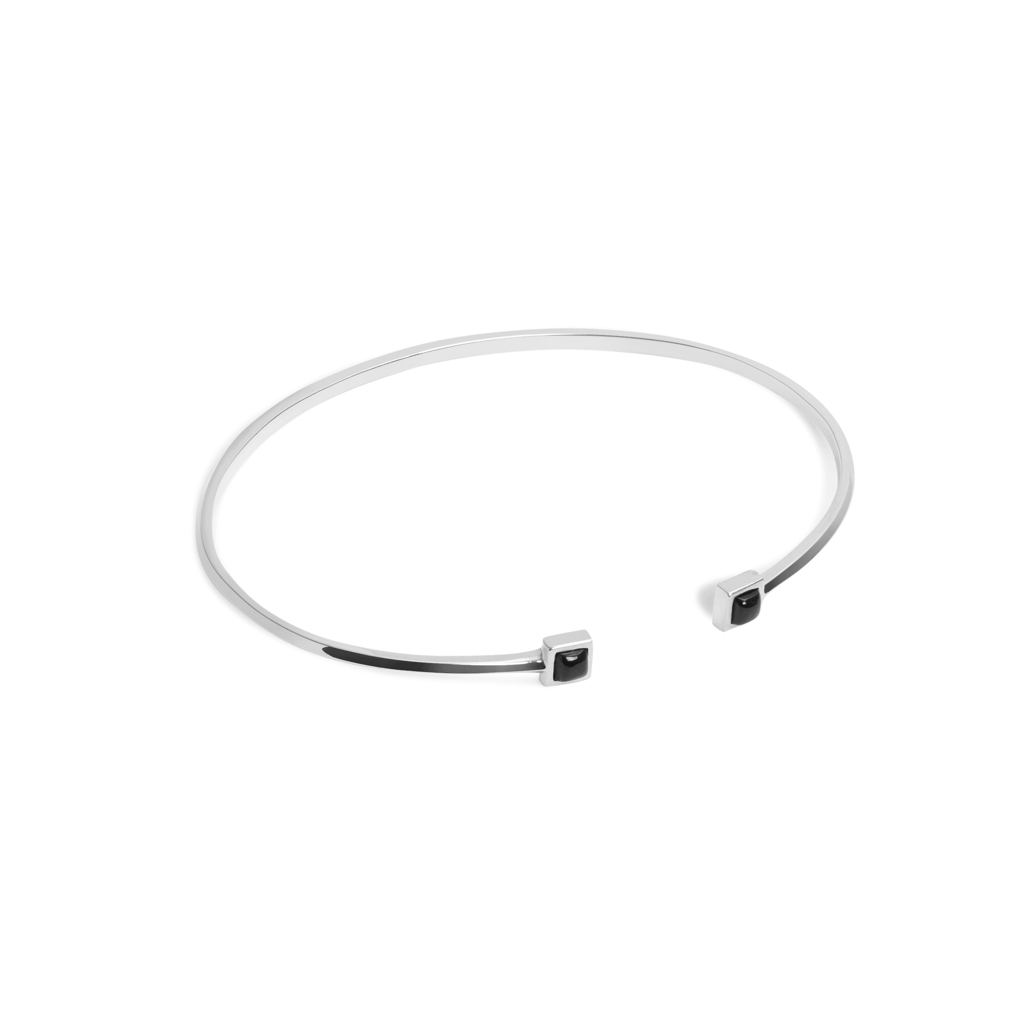 Black Stones Bracelet Sterling Silver White Gold Vermeil 14k White Gold 18k White Gold Laid down