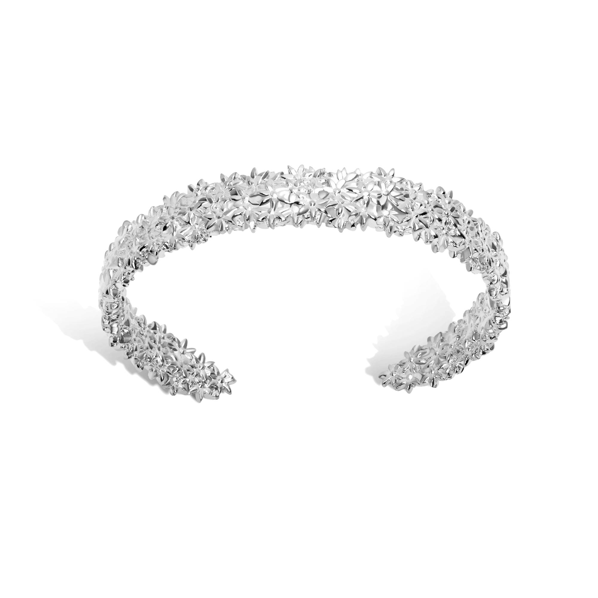 Flower Bracelet Closed Sterling Silver White Gold Vermeil 14k White Gold 18k White Gold
