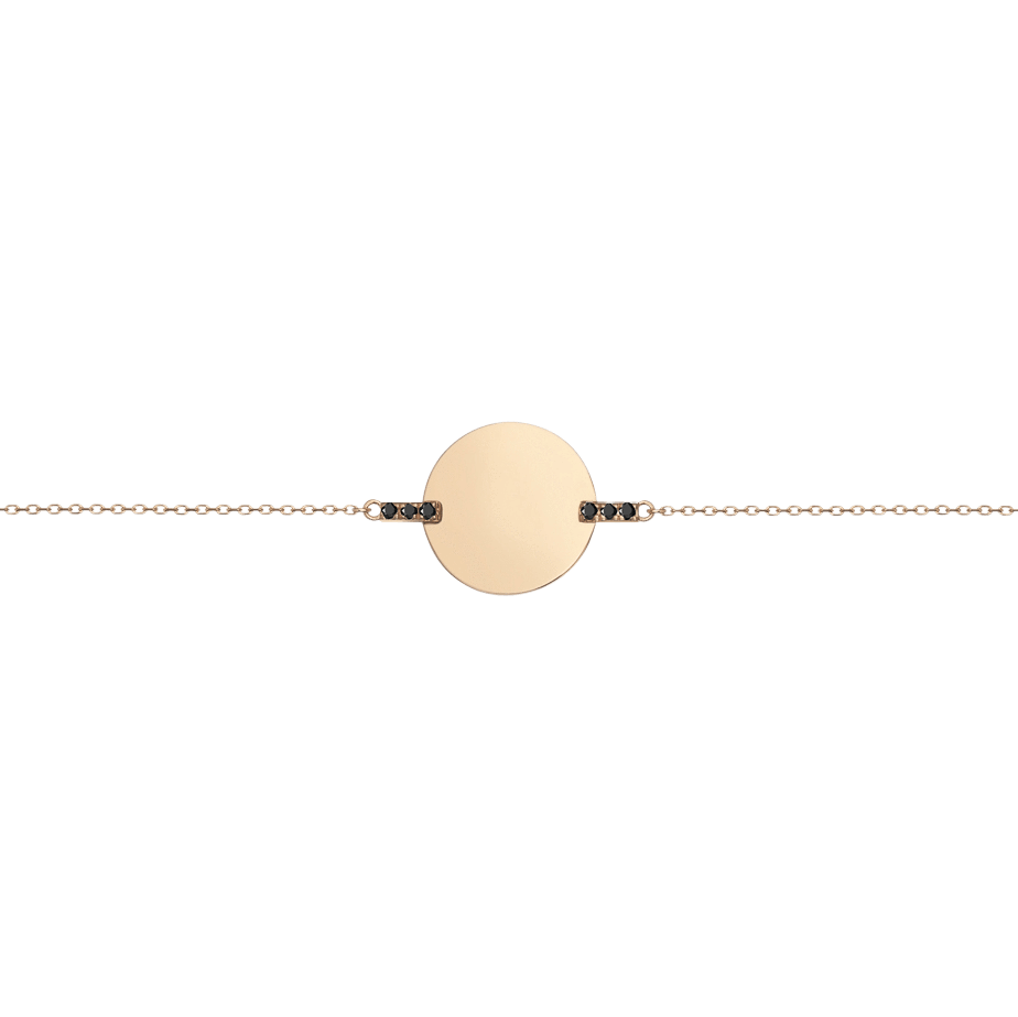 Gold Disk Bracelet Yellow Gold Vermeil 14k Yellow Gold 18k Yellow Gold Black Diamonds