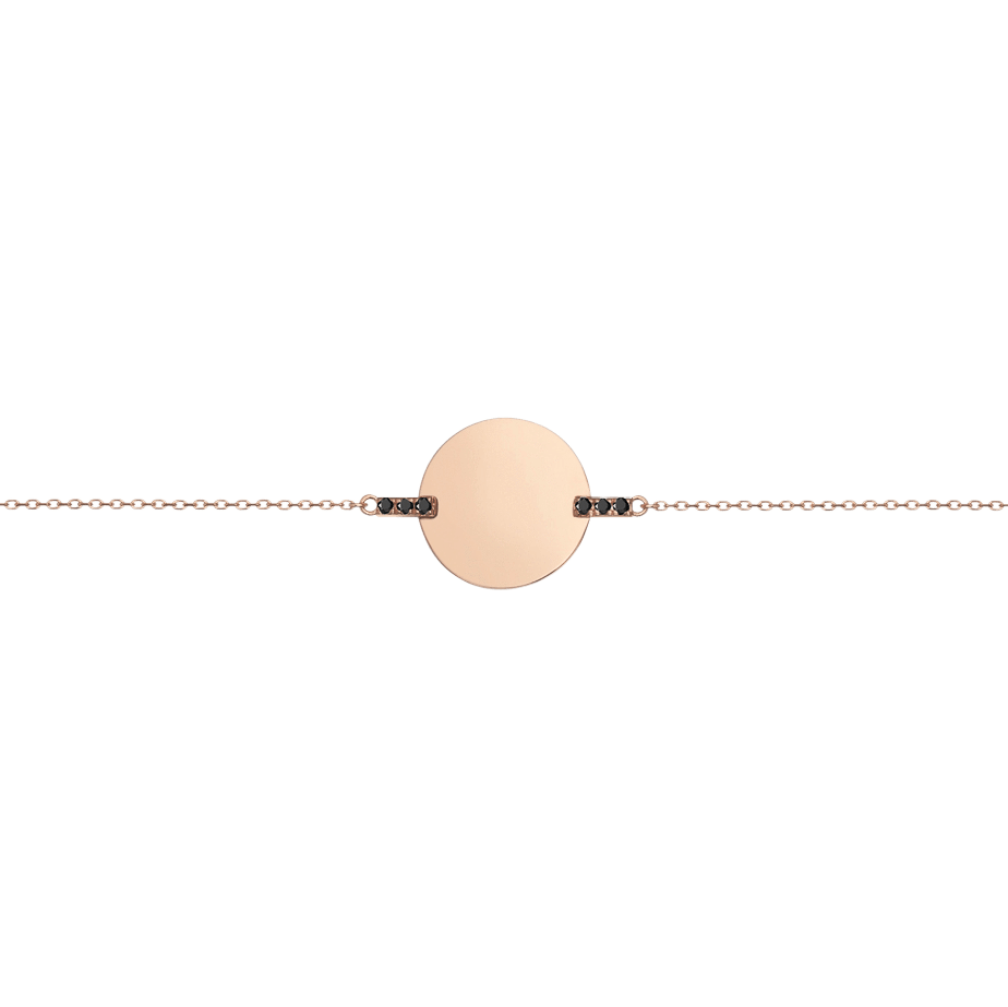 Gold Disk Bracelet Rose Gold Vermeil 14k Rose Gold 18k Rose Gold Black Diamonds