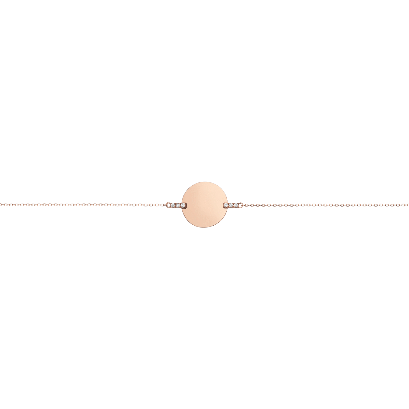 Gold Disk Bracelet Rose Gold Vermeil 14k Rose Gold 18k Rose Gold White Diamonds    Front First