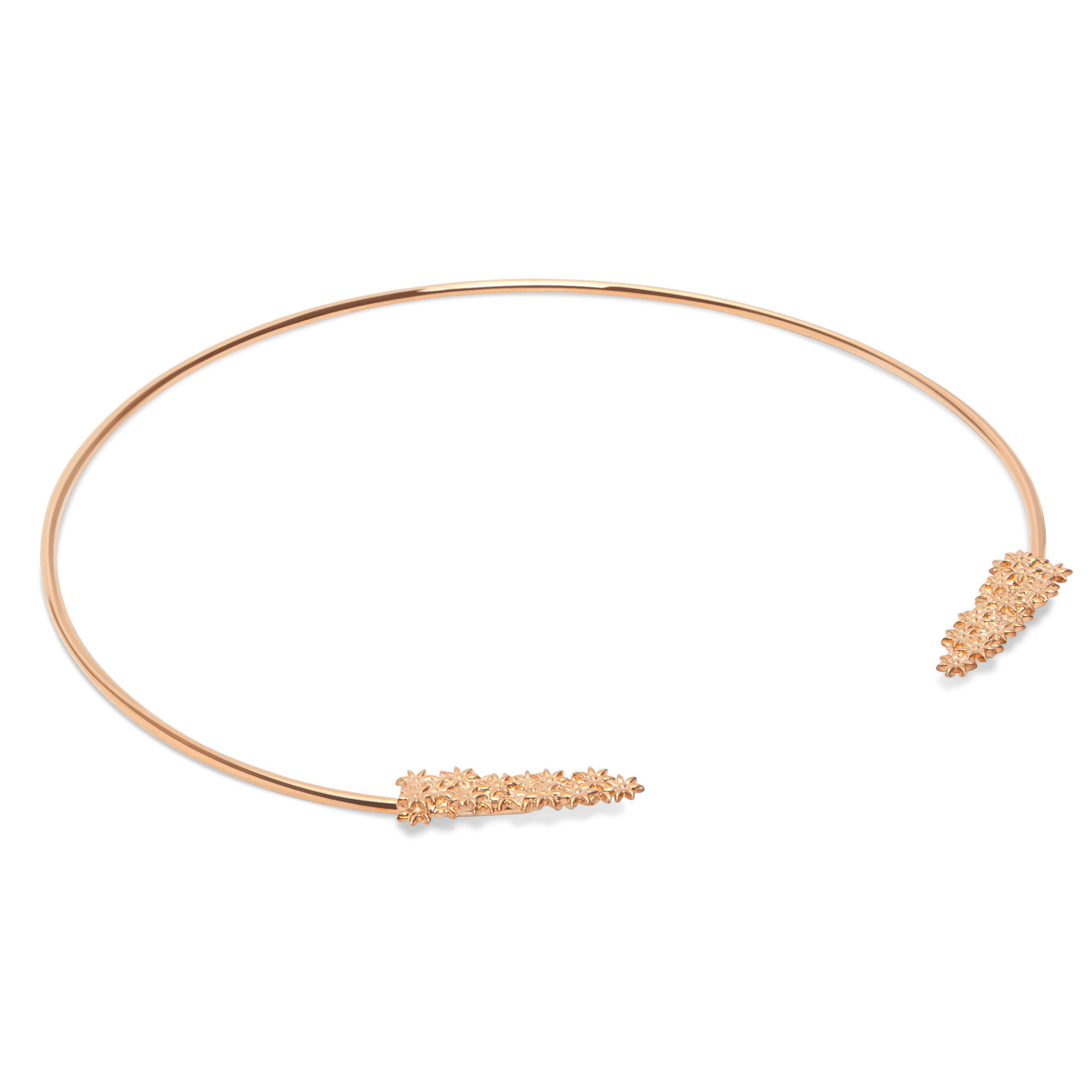 Flower Necklace Open Rose Gold Vermeil 14k Rose Gold 18k Rose Gold Laid down    Front First