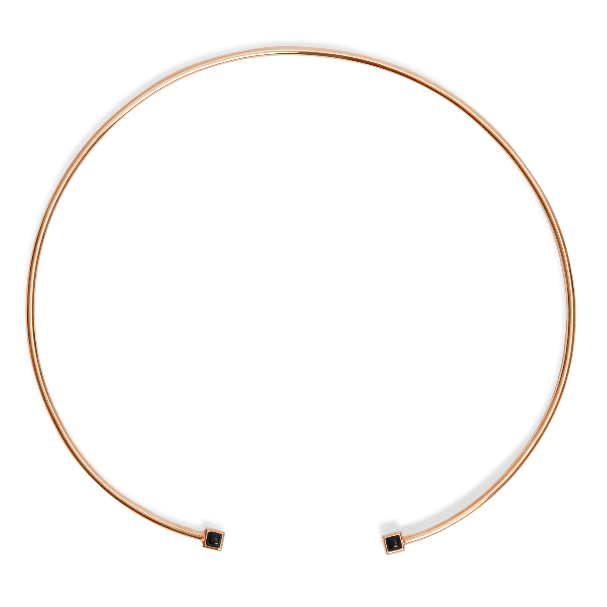 Black Stones Necklace Rose Gold Vermeil 14k Rose Gold 18k Rose Gold    Front First