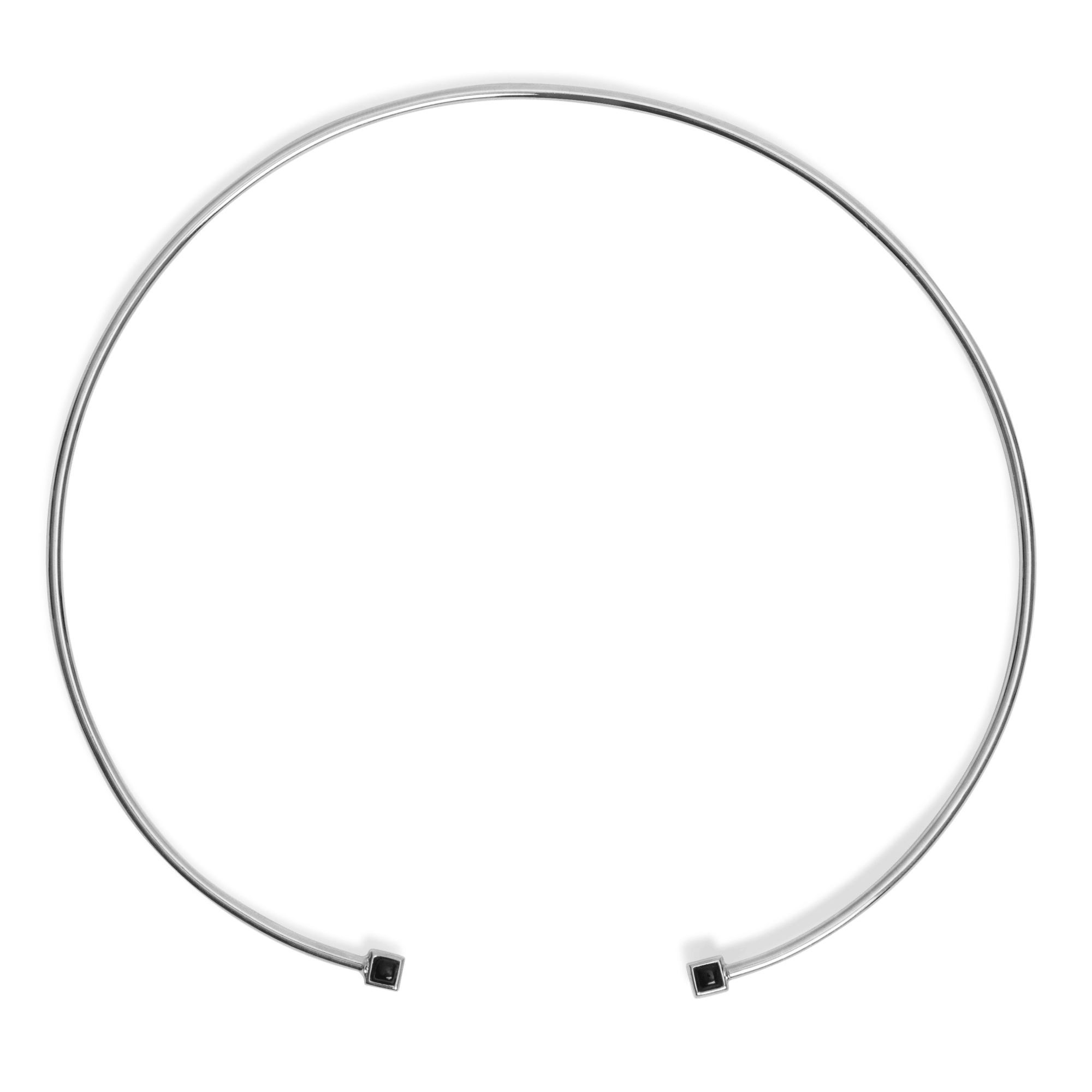 Black Stones Necklace Sterling Silver White Gold Vermeil 14k White Gold 18k White Gold    Front First